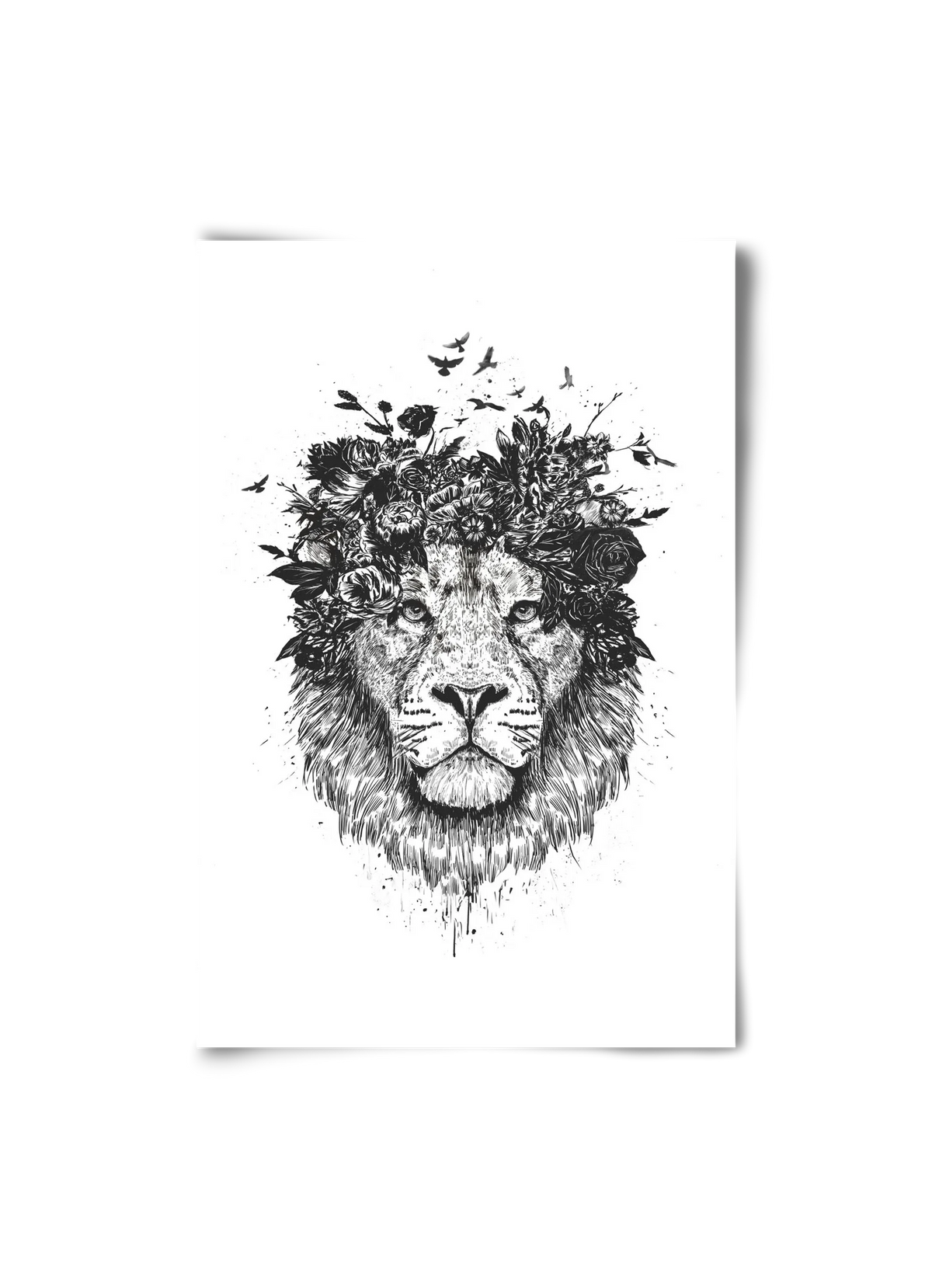 Floral lion (bw) - artbridge