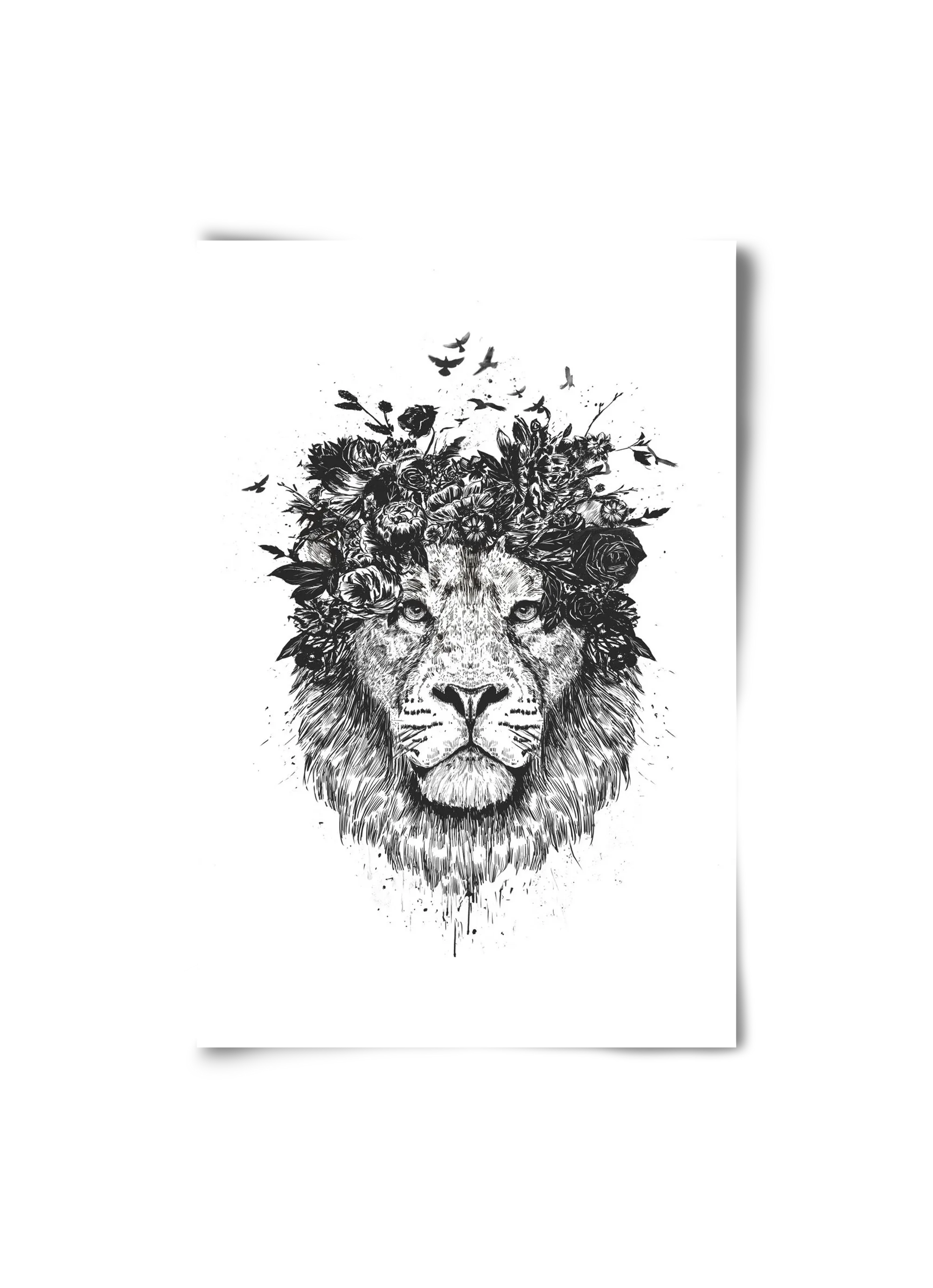 Floral lion (bw) - artbridge