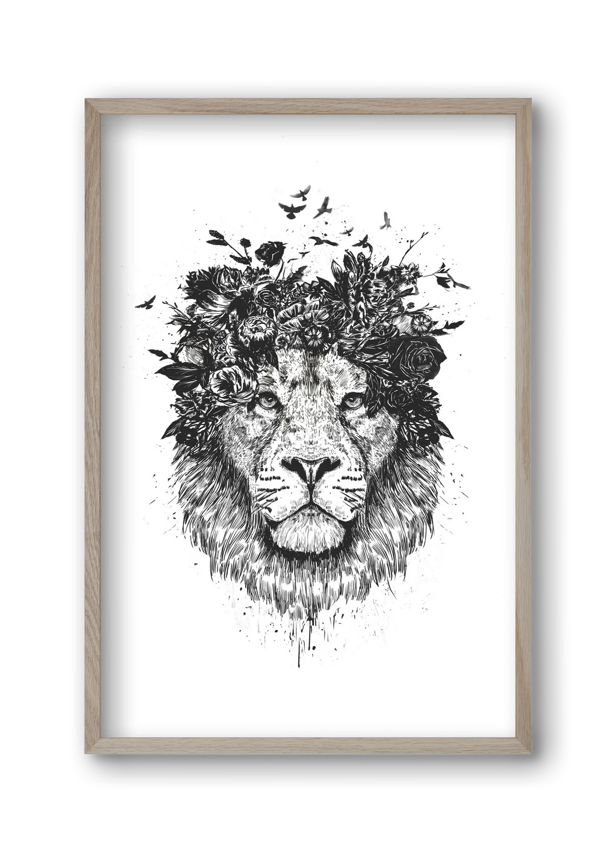 Floral lion (bw) - artbridge