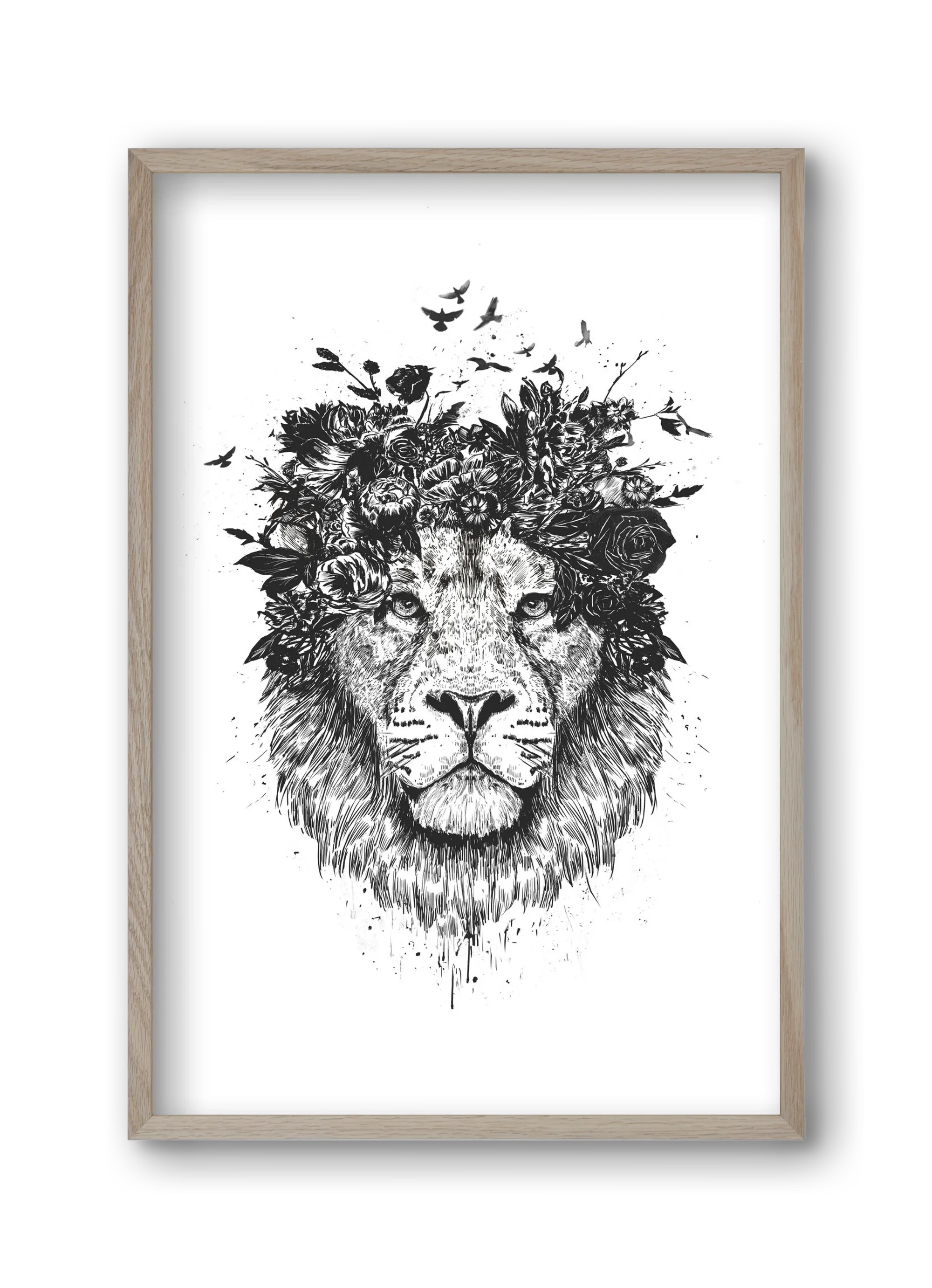 Floral lion (bw) - artbridge
