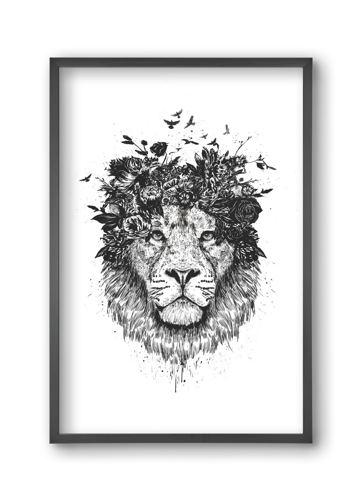 Floral lion (bw) - artbridge