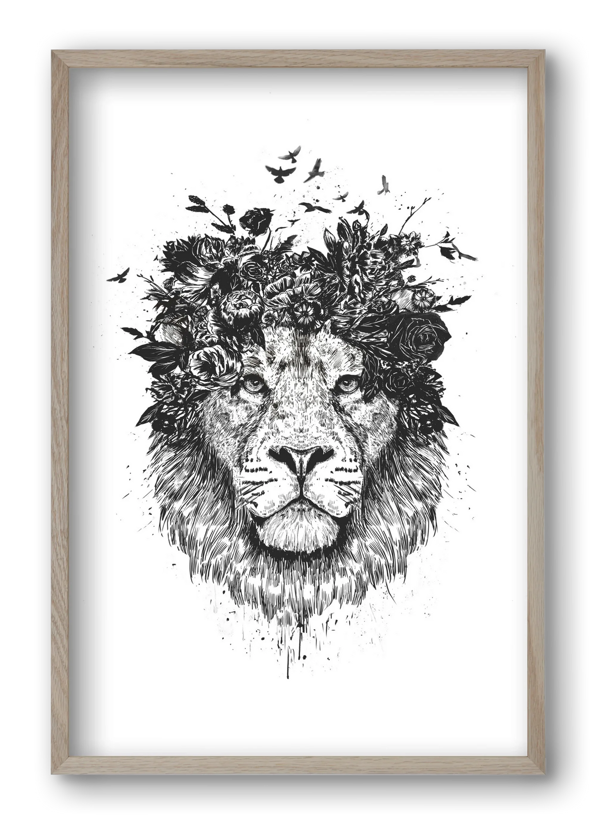 Floral lion (bw) - artbridge