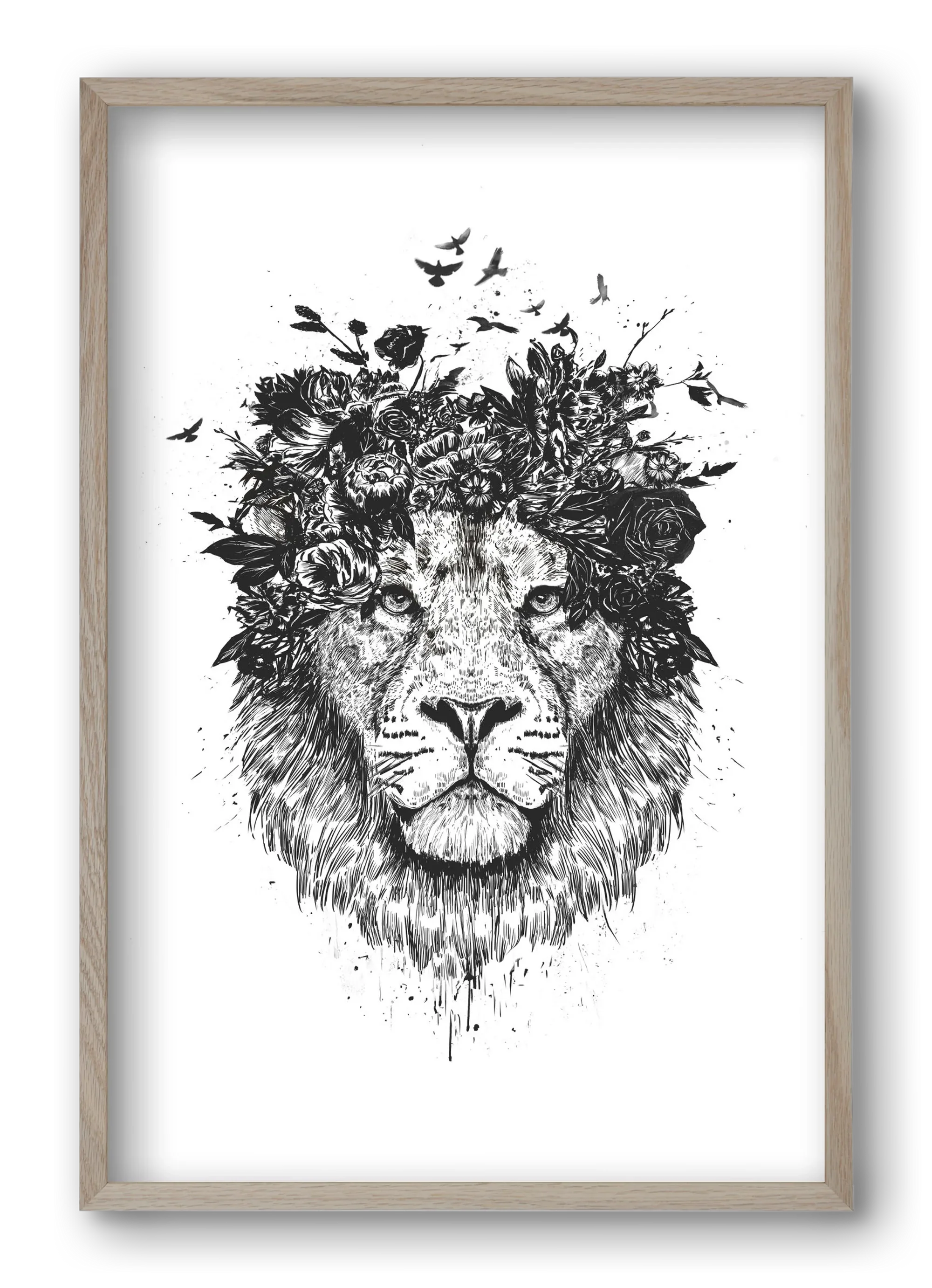 Floral lion (bw) - artbridge