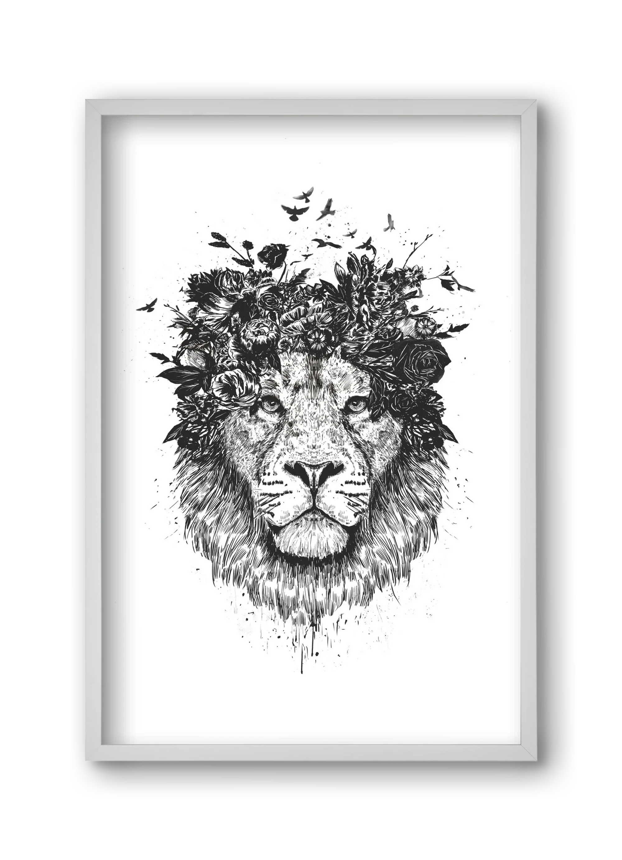 Floral lion (bw) - artbridge