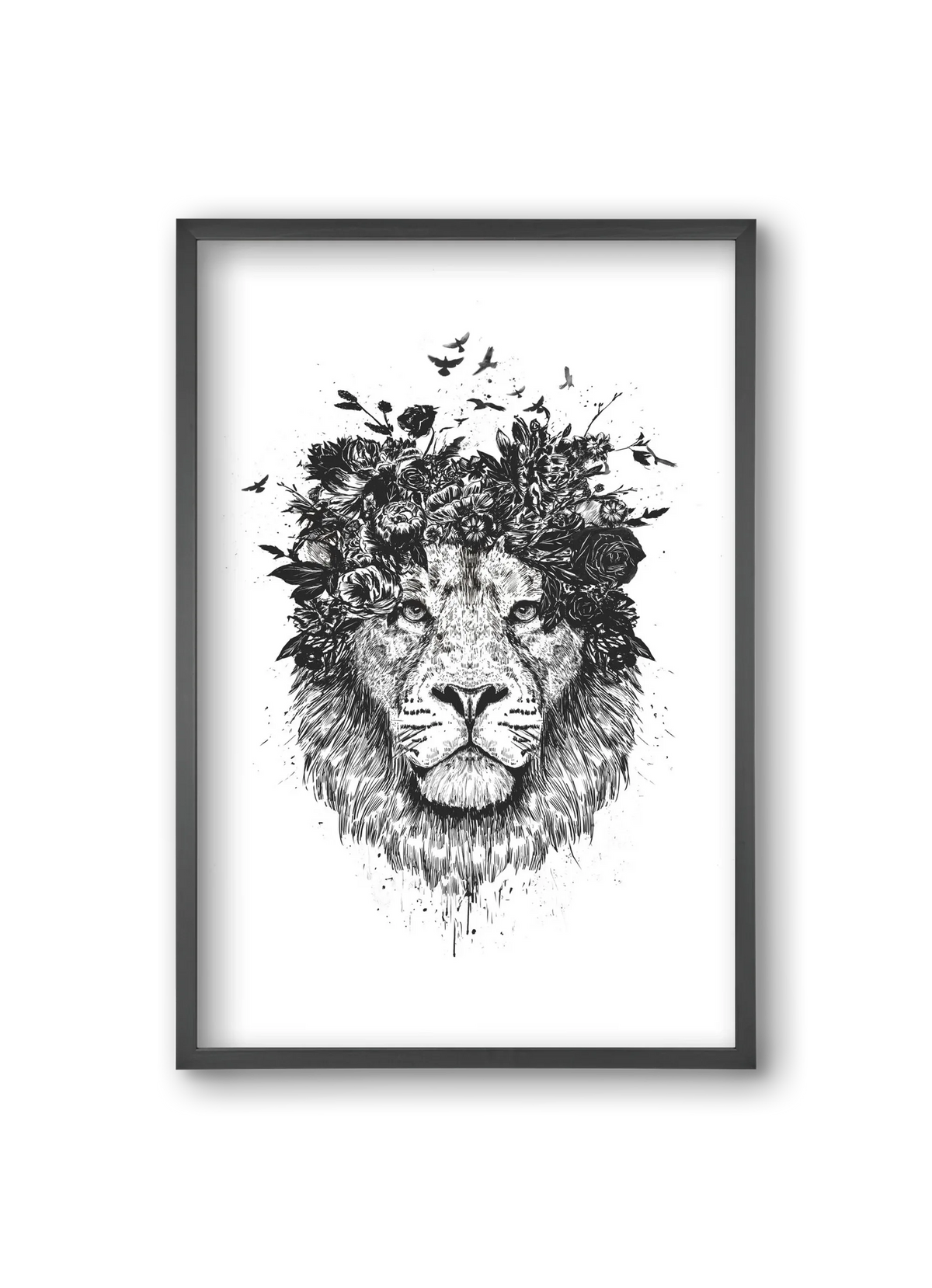 Floral lion (bw) - artbridge