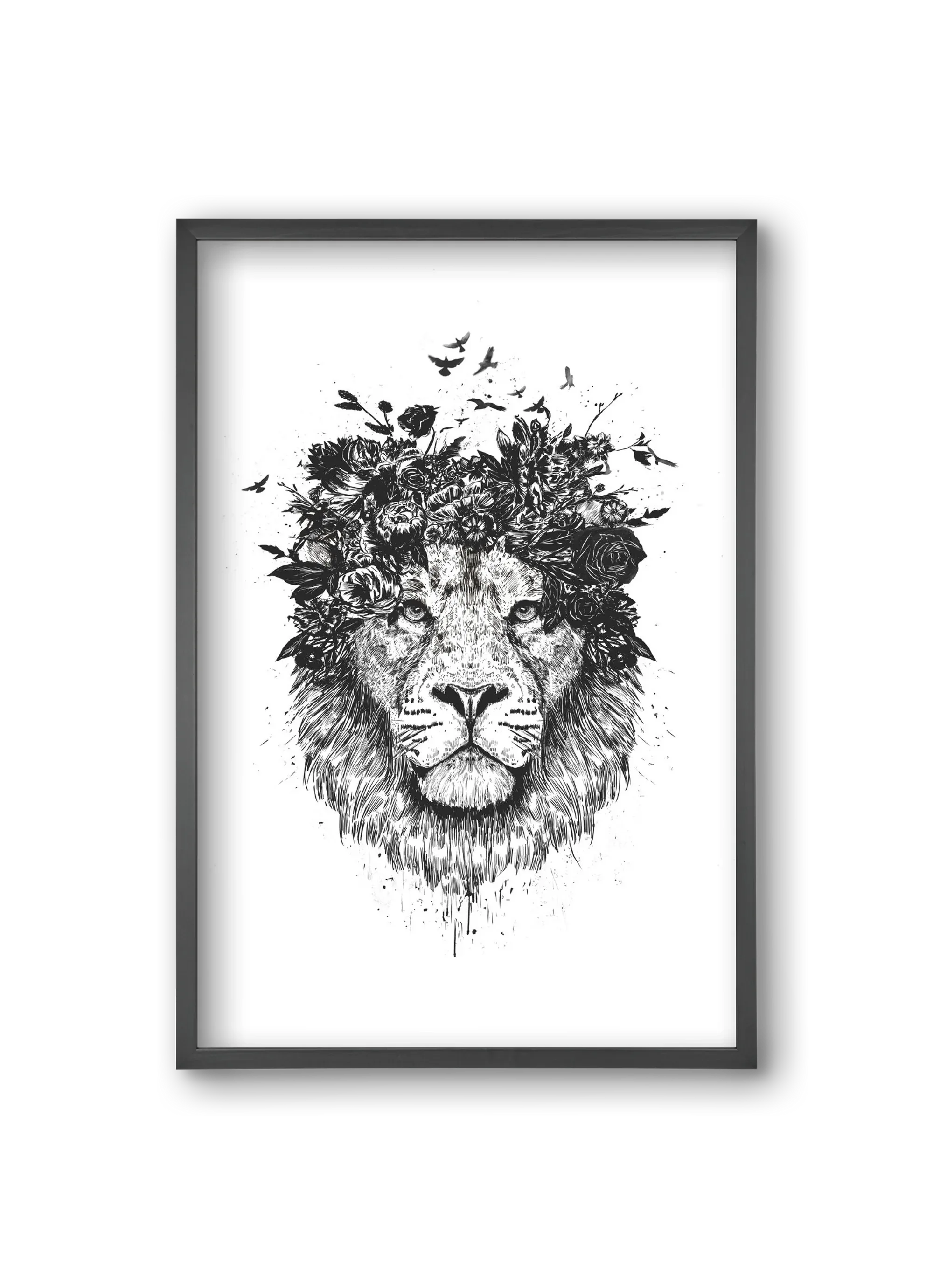 Floral lion (bw) - artbridge