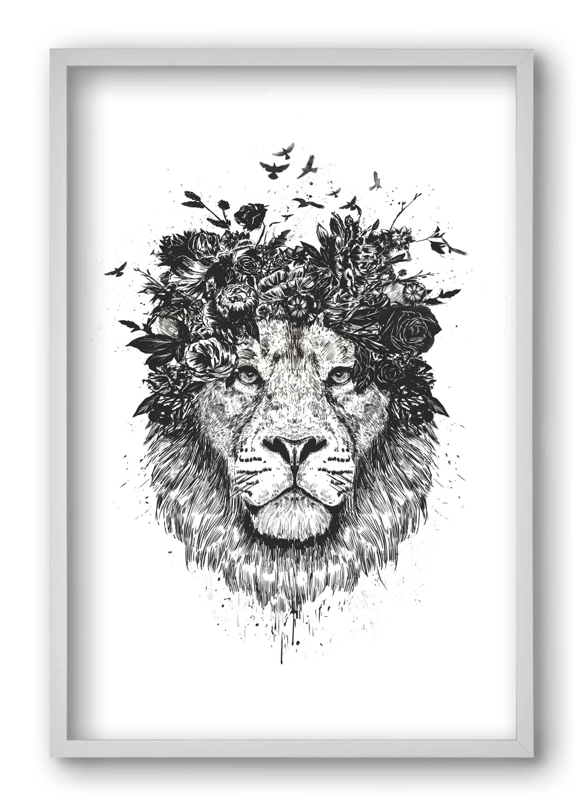 Floral lion (bw) - artbridge