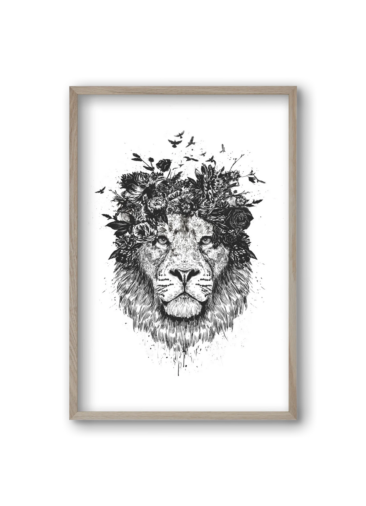 Floral lion (bw) - artbridge