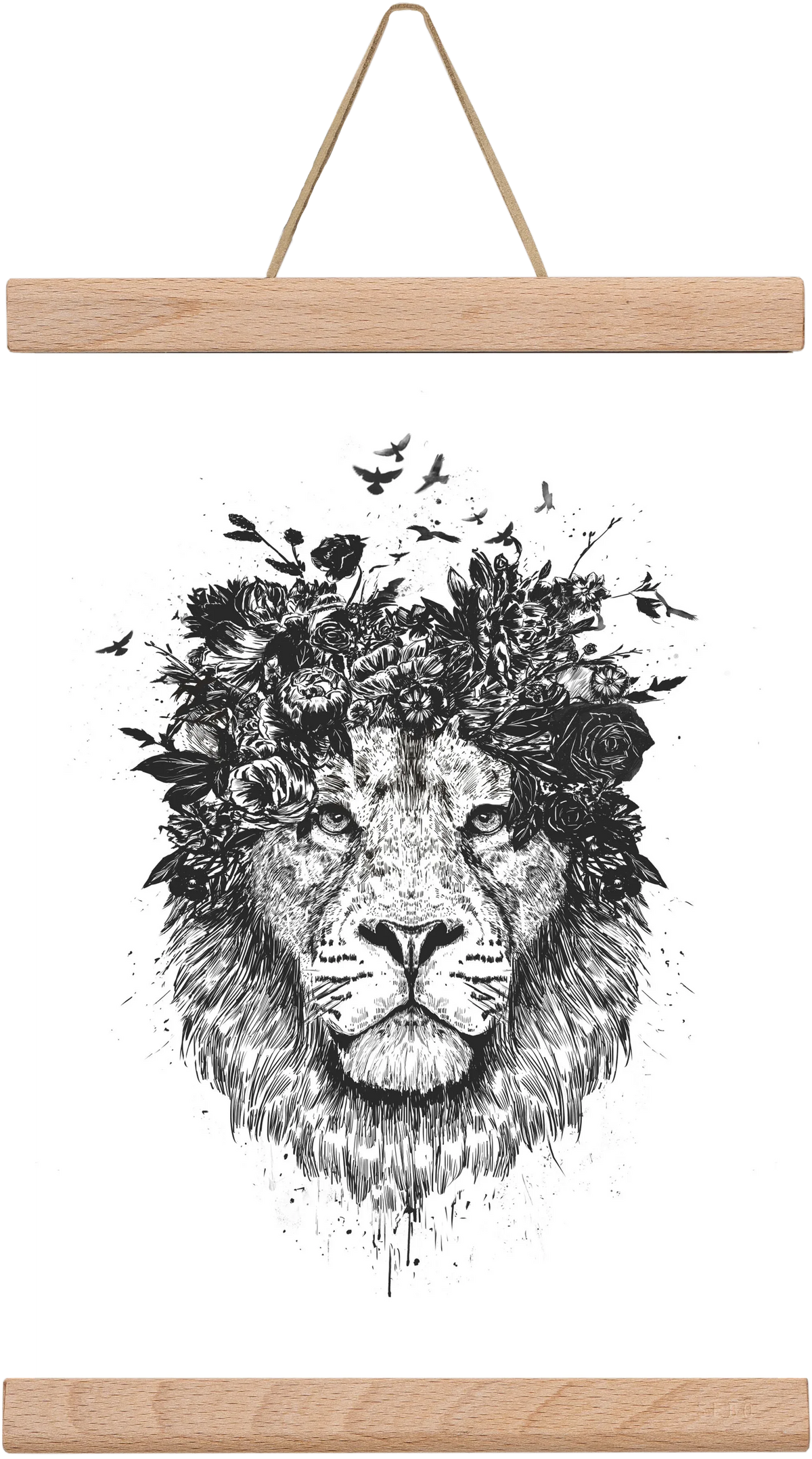 Floral lion (bw) - artbridge