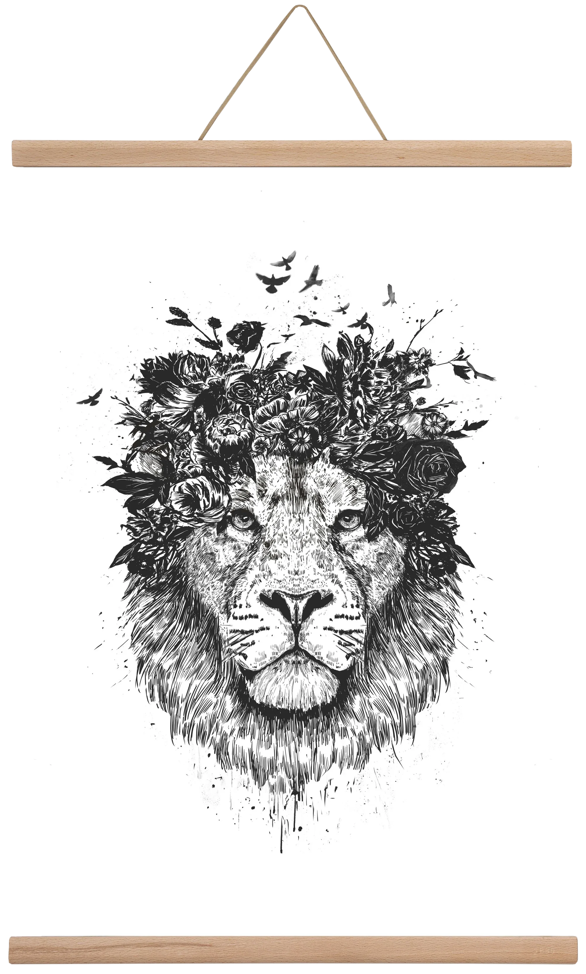 Floral lion (bw) - artbridge