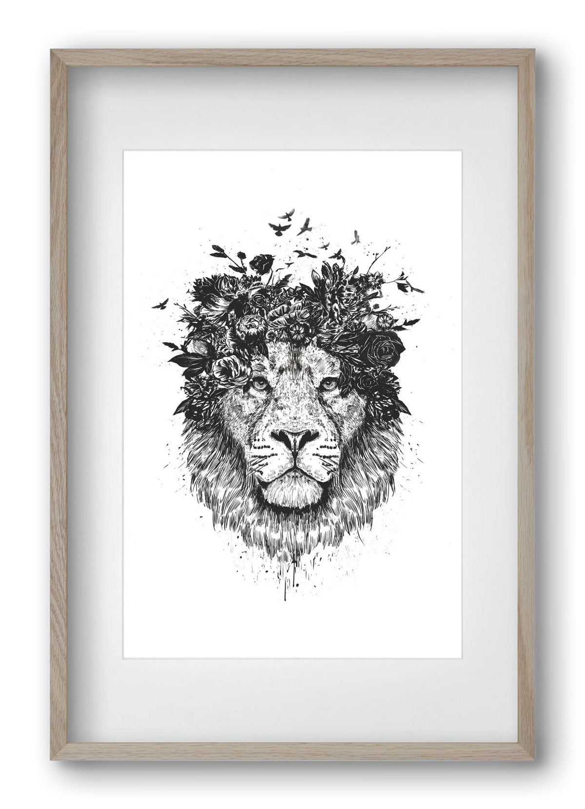 Floral lion (bw) - artbridge
