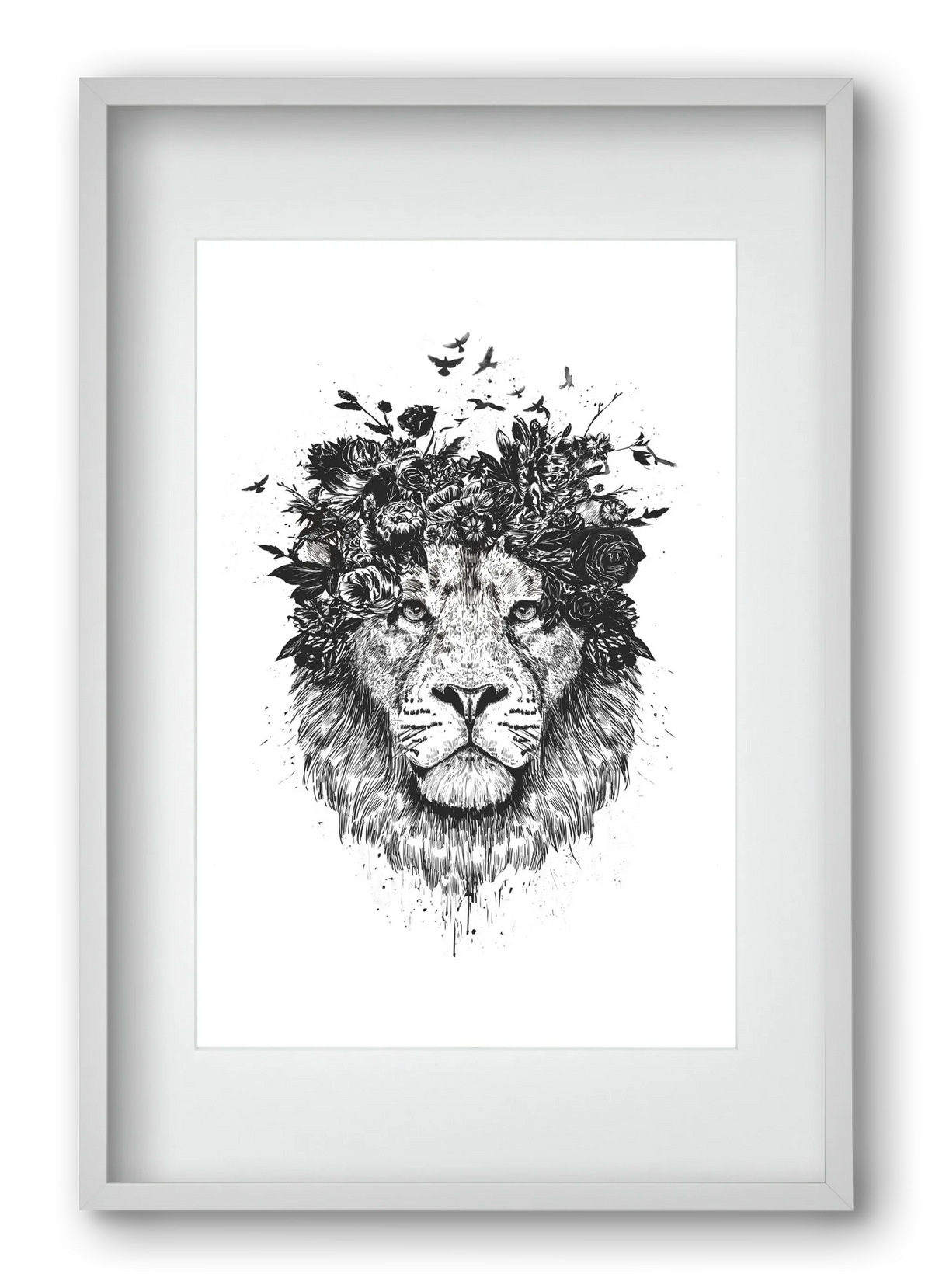 Floral lion (bw) - artbridge