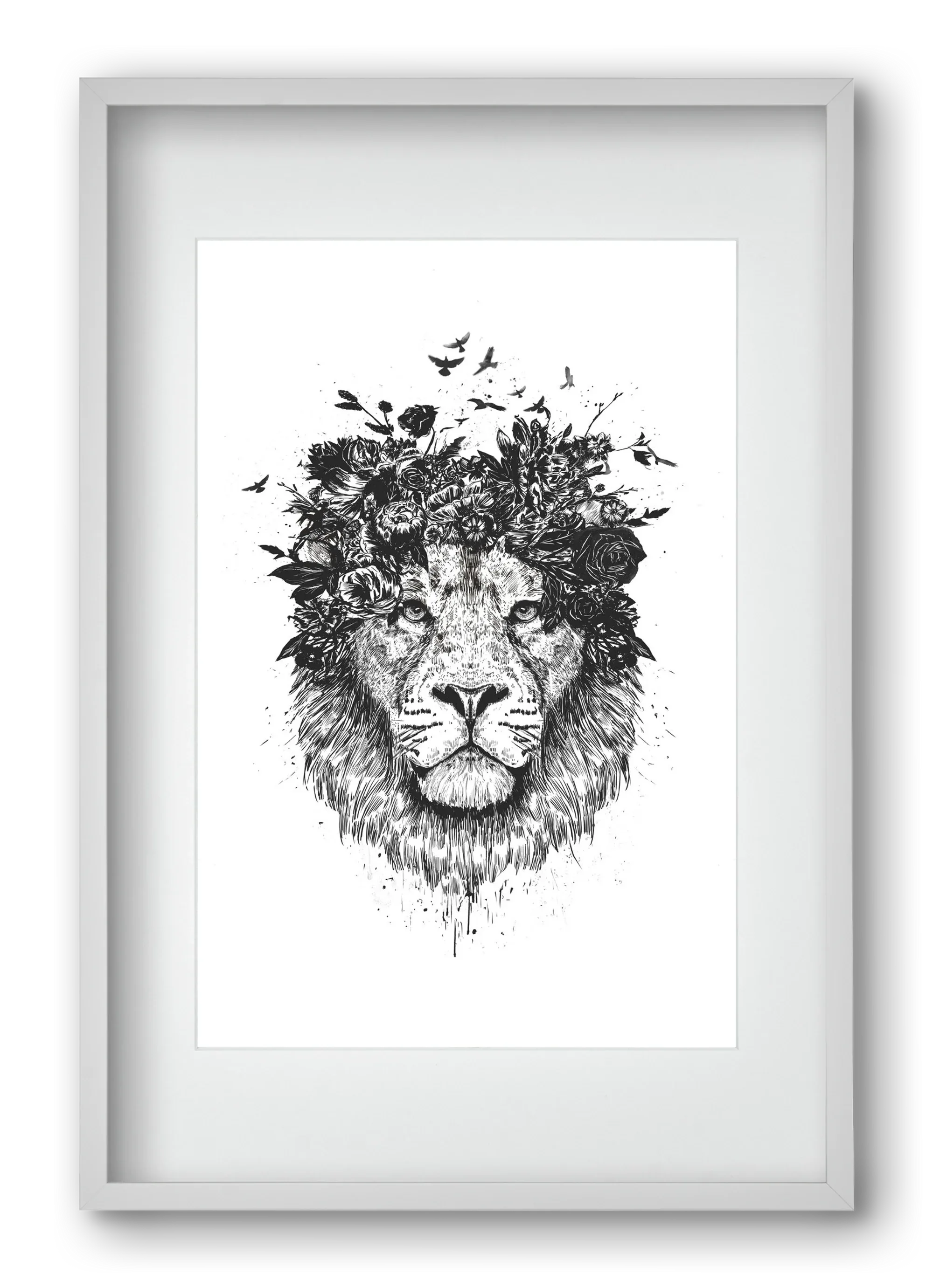 Floral lion (bw) - artbridge