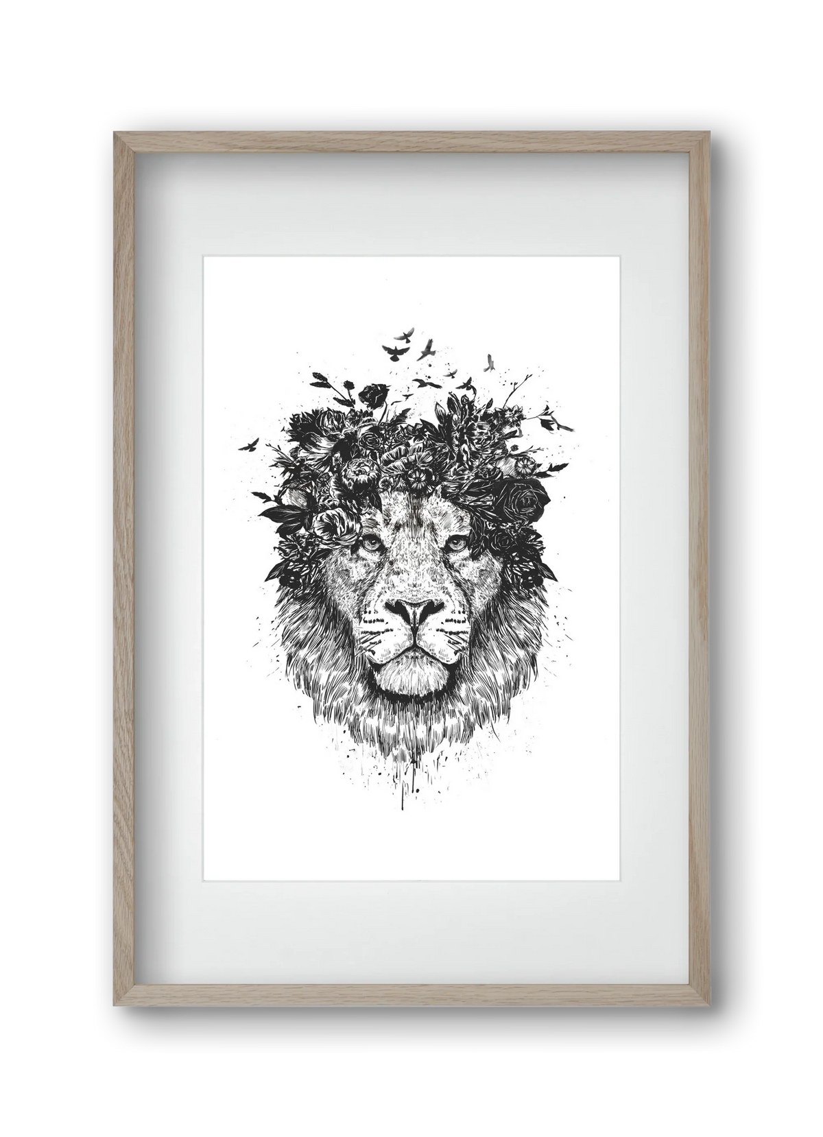 Floral lion (bw) - artbridge