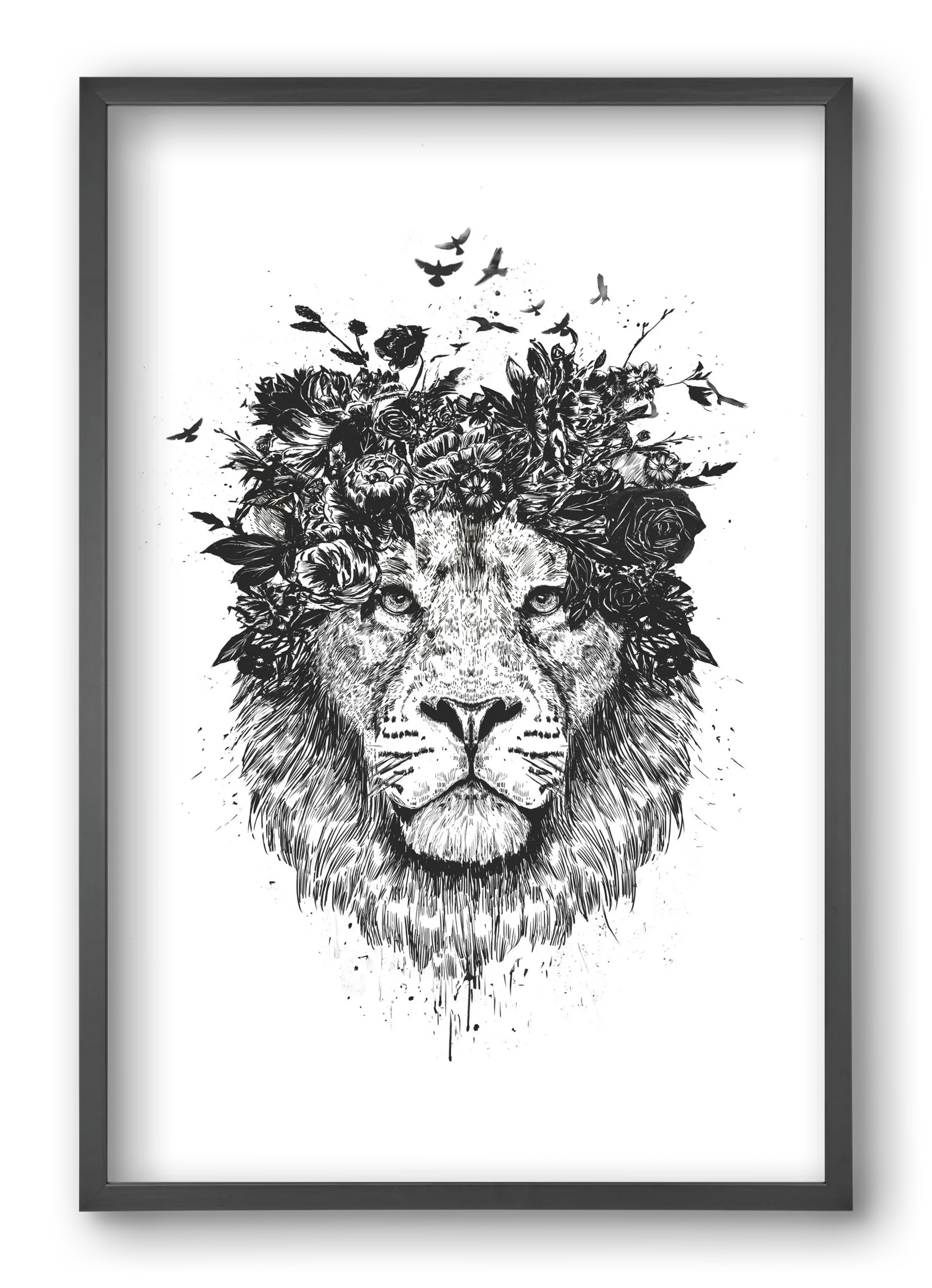 Floral lion (bw) - artbridge