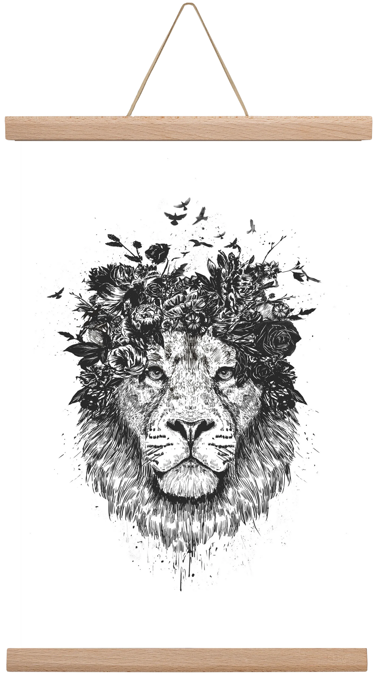 Floral lion (bw) - artbridge