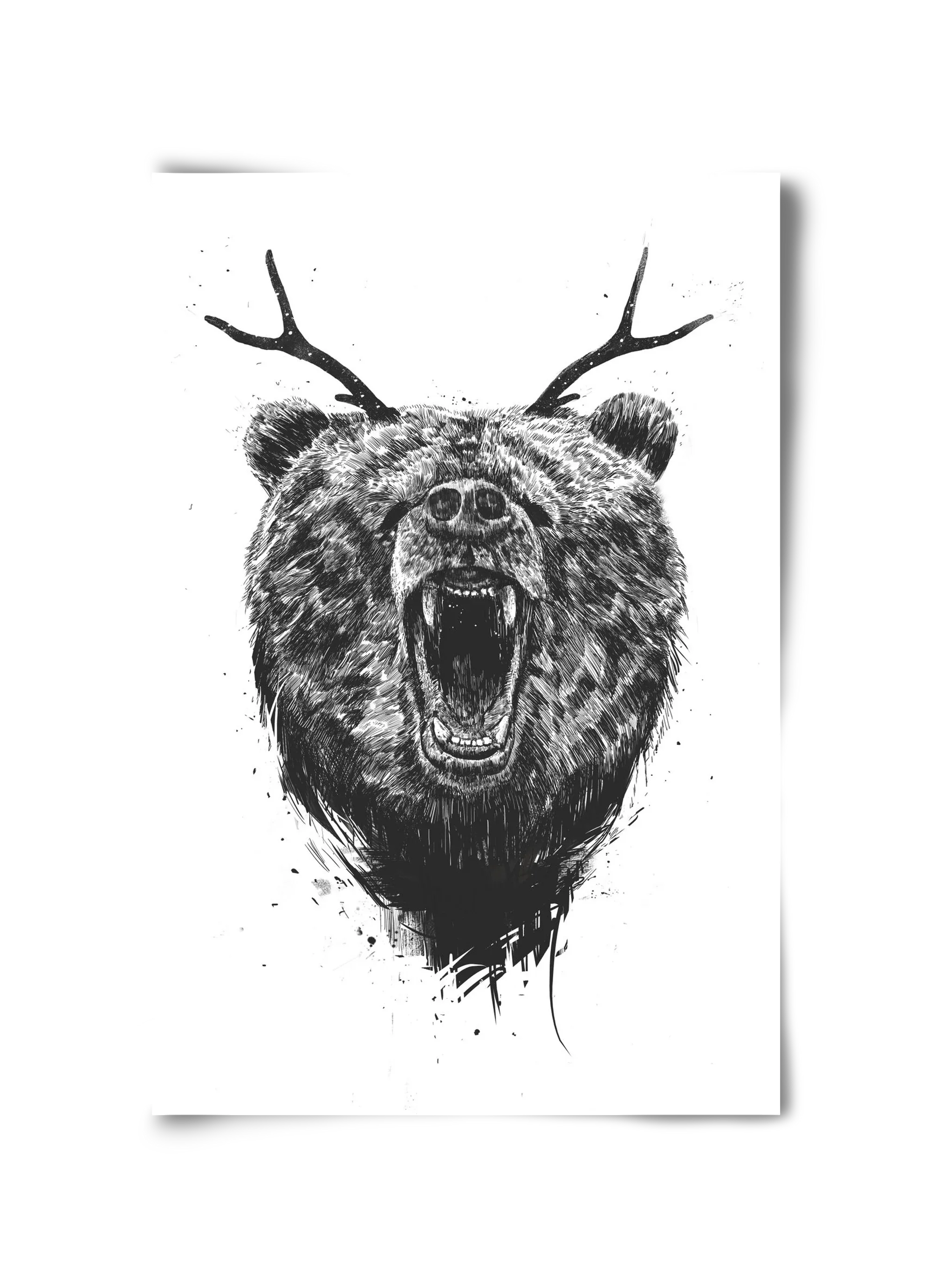 Angry bear with antlers - artbridge