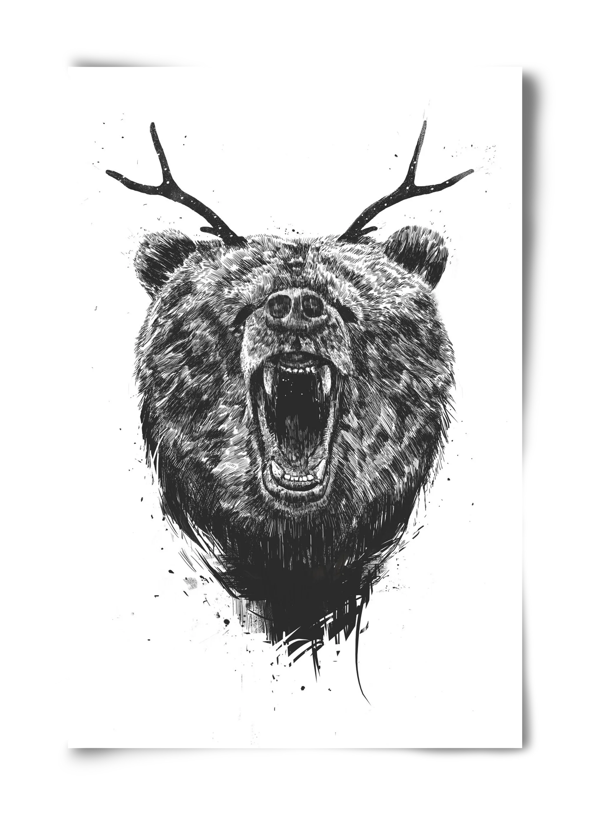 Angry bear with antlers - artbridge