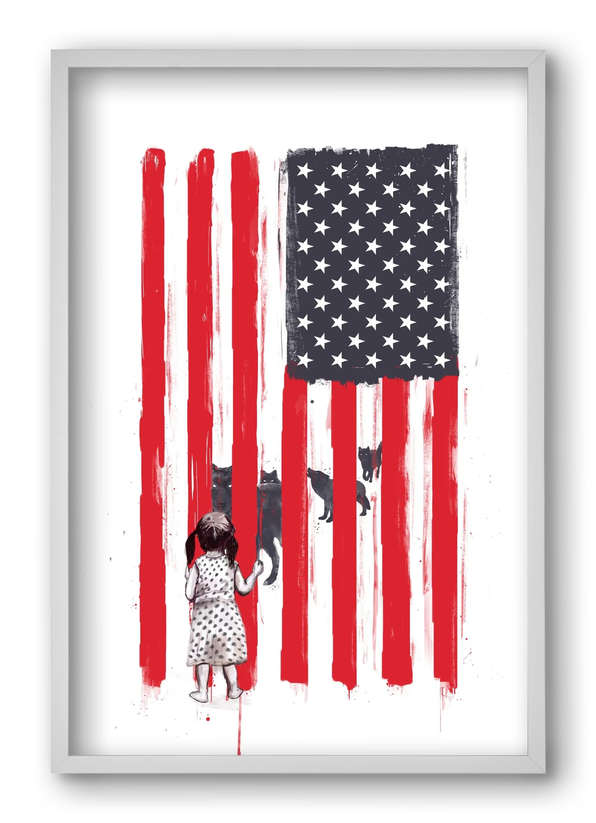 Little girl and wolves - artbridge