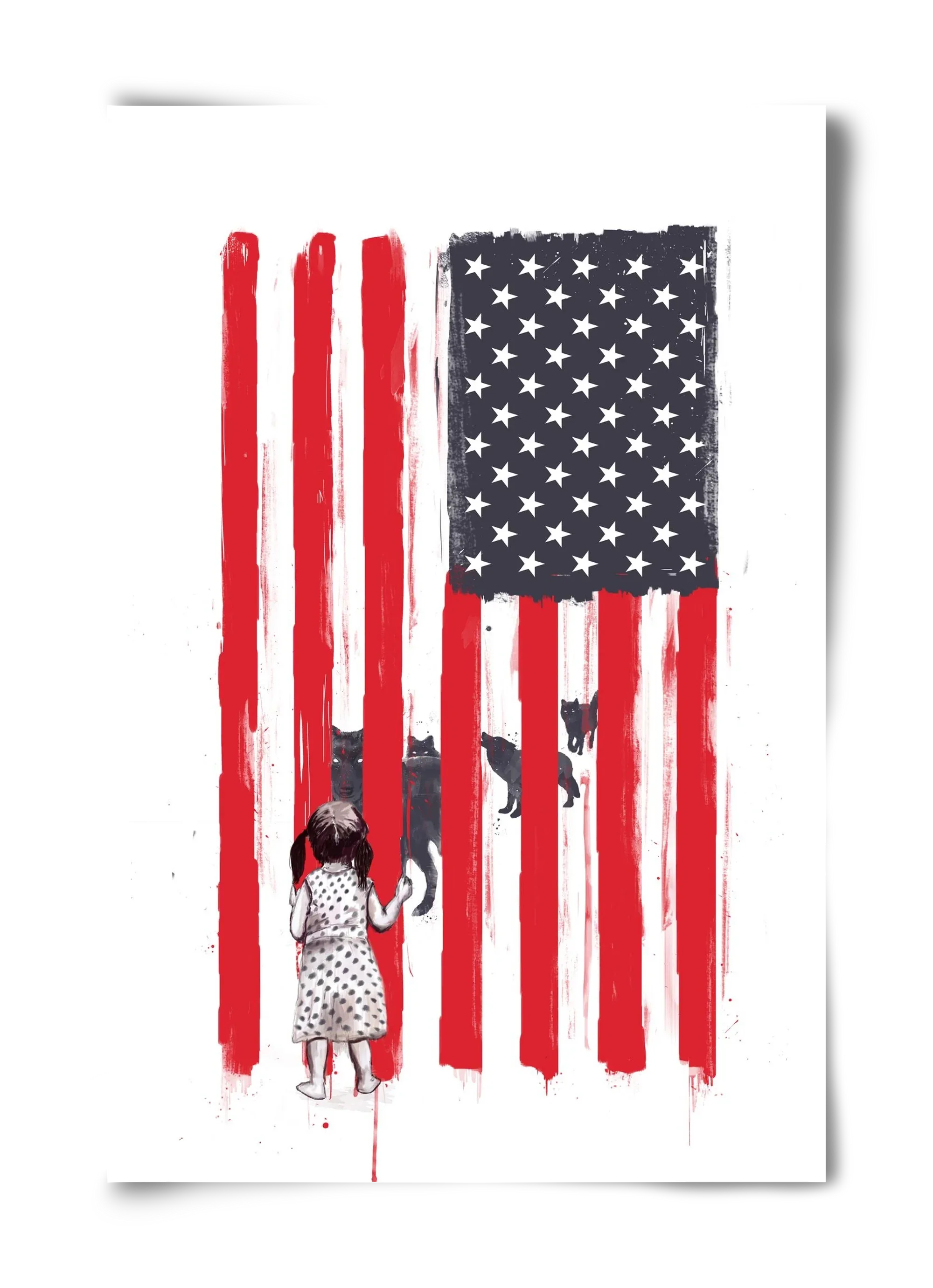 Little girl and wolves - artbridge
