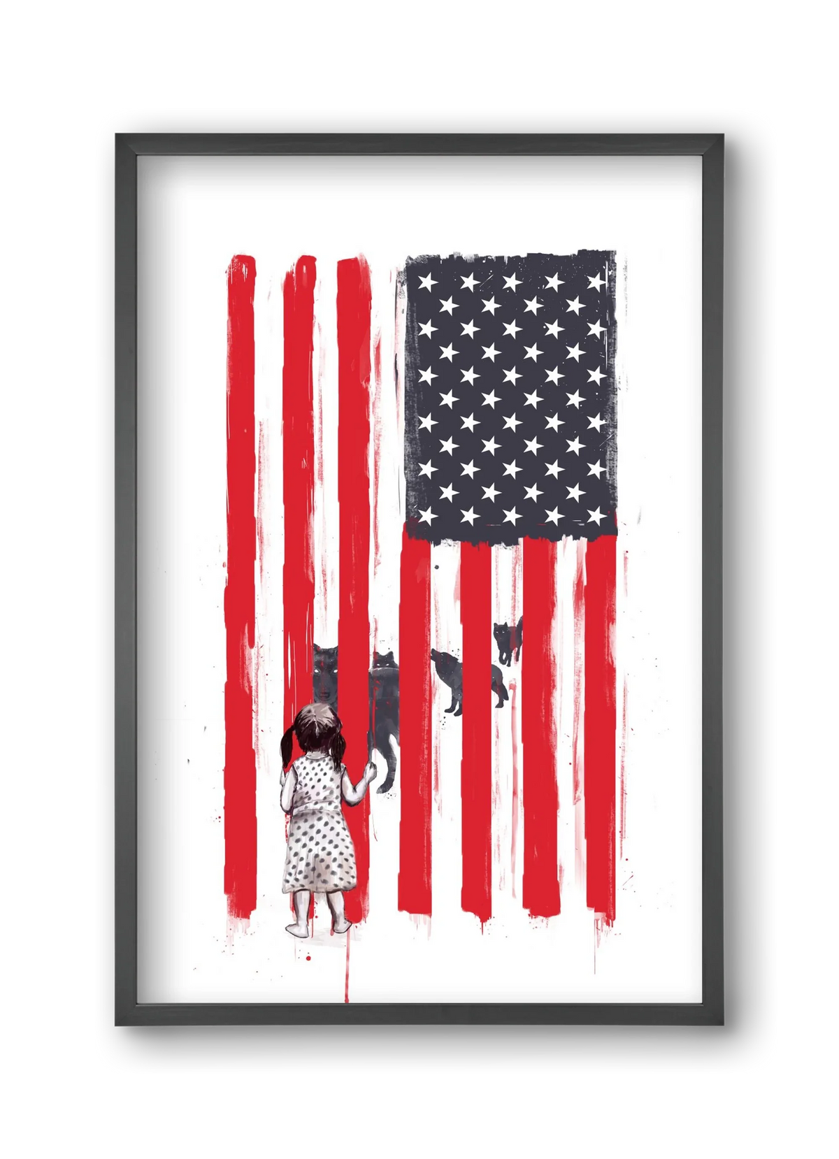 Little girl and wolves - artbridge