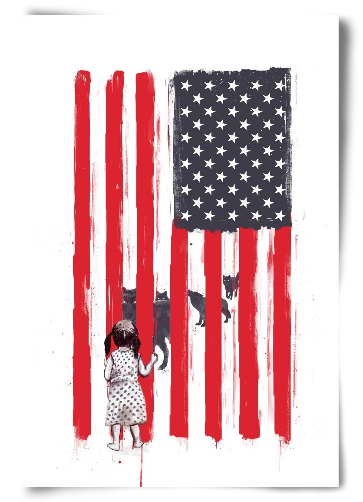 Little girl and wolves - artbridge