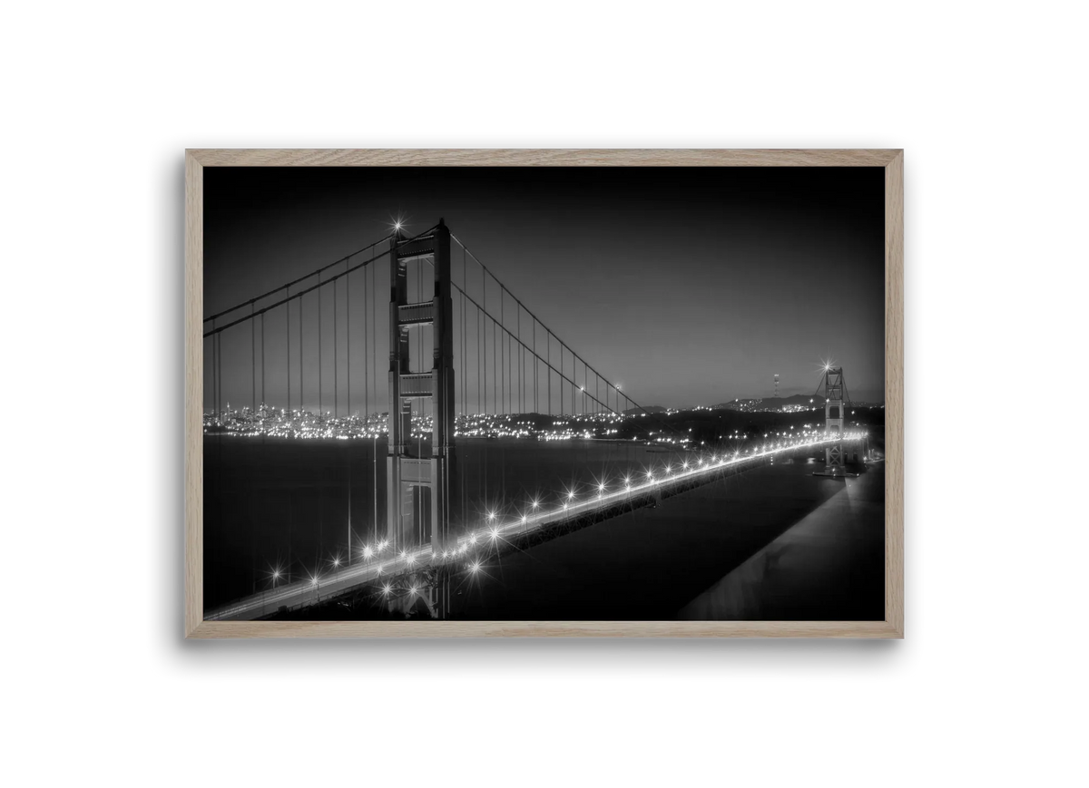 Evening Cityscape of Golden Gate Bridge | Monochrome - artbridge