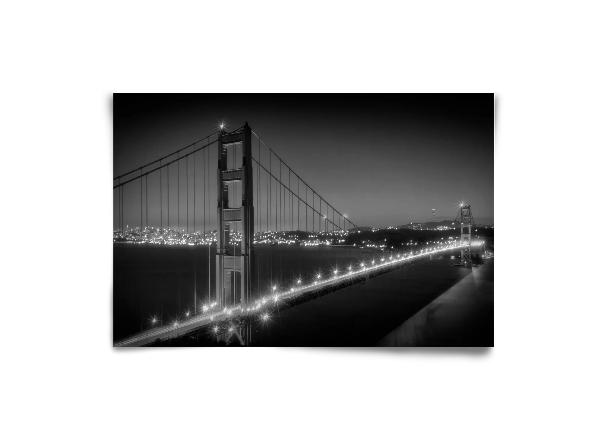 Evening Cityscape of Golden Gate Bridge | Monochrome - artbridge