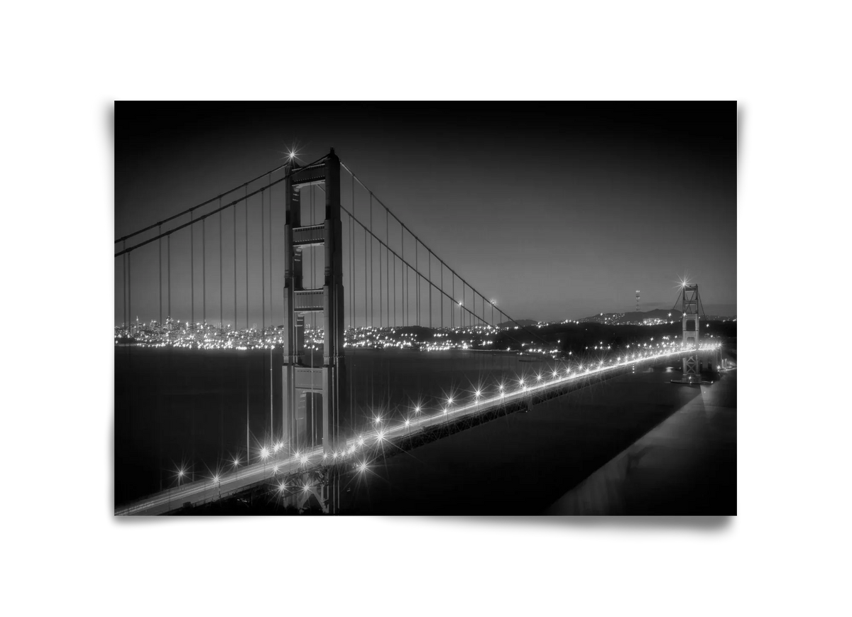 Evening Cityscape of Golden Gate Bridge | Monochrome - artbridge