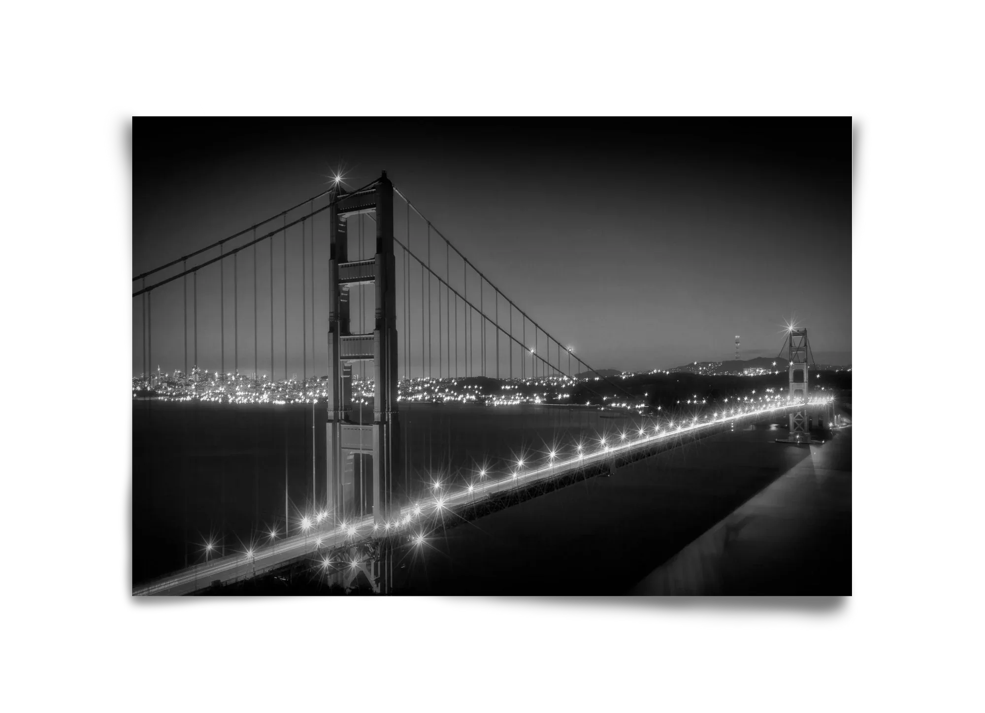 Evening Cityscape of Golden Gate Bridge | Monochrome - artbridge