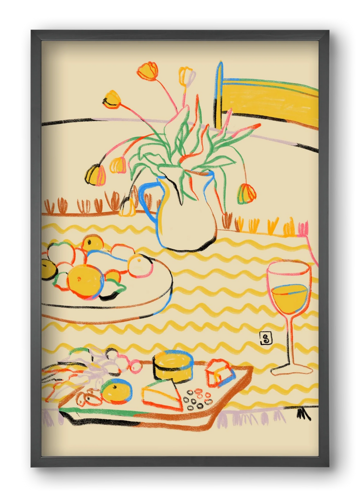YELLOW TULIPS WINE AND CHEESE - artbridge