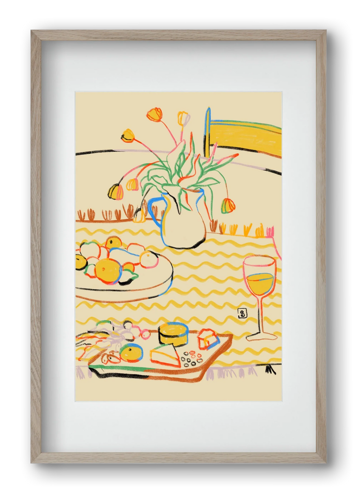 YELLOW TULIPS WINE AND CHEESE - artbridge