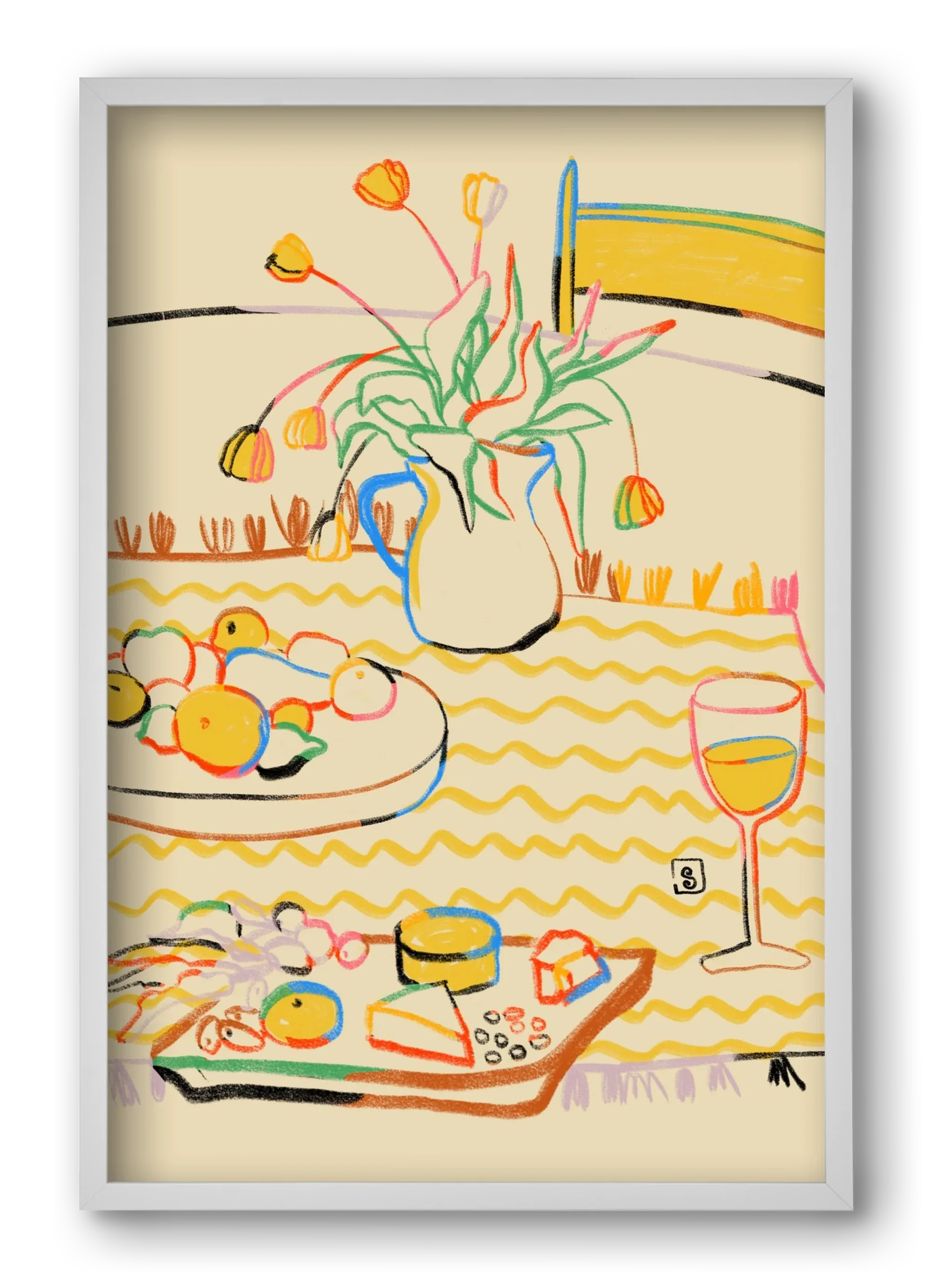 YELLOW TULIPS WINE AND CHEESE - artbridge