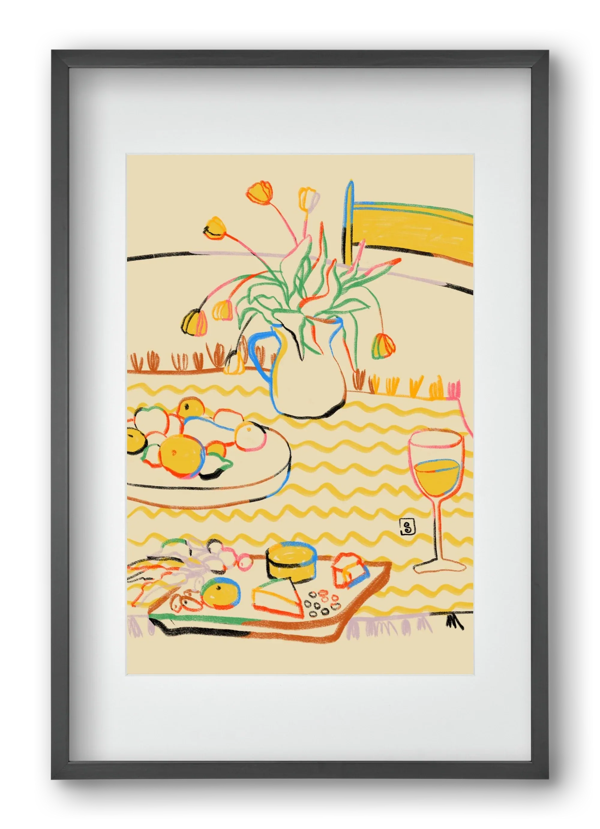 YELLOW TULIPS WINE AND CHEESE - artbridge