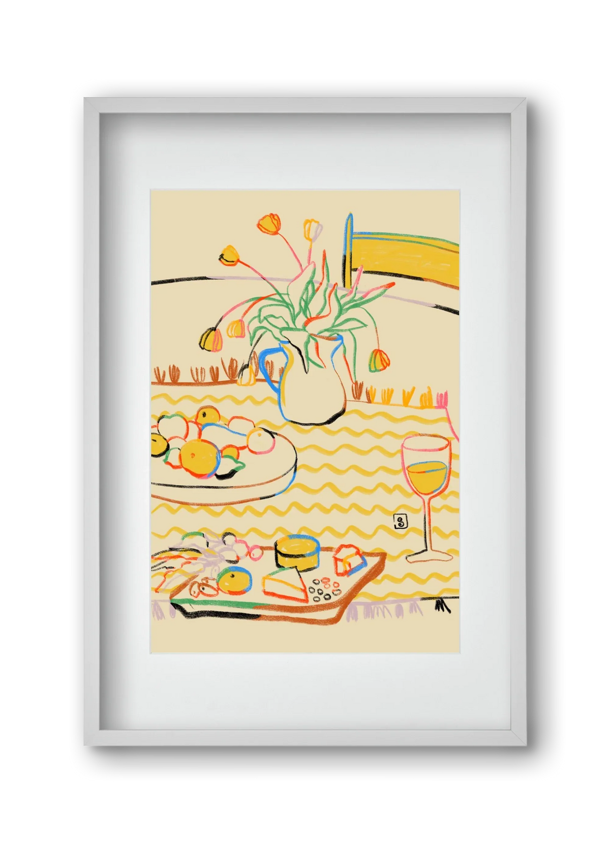 YELLOW TULIPS WINE AND CHEESE - artbridge