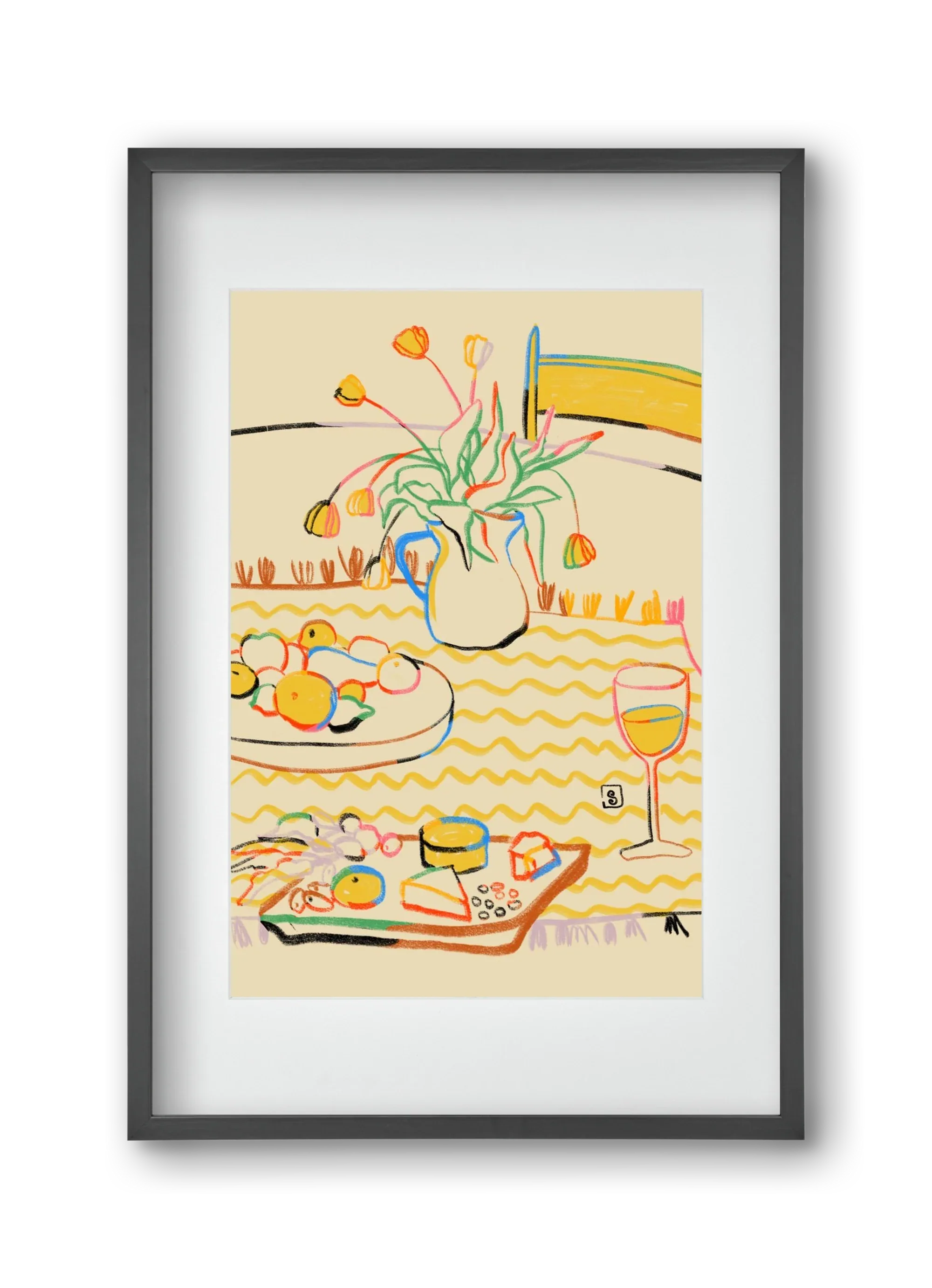 YELLOW TULIPS WINE AND CHEESE - artbridge
