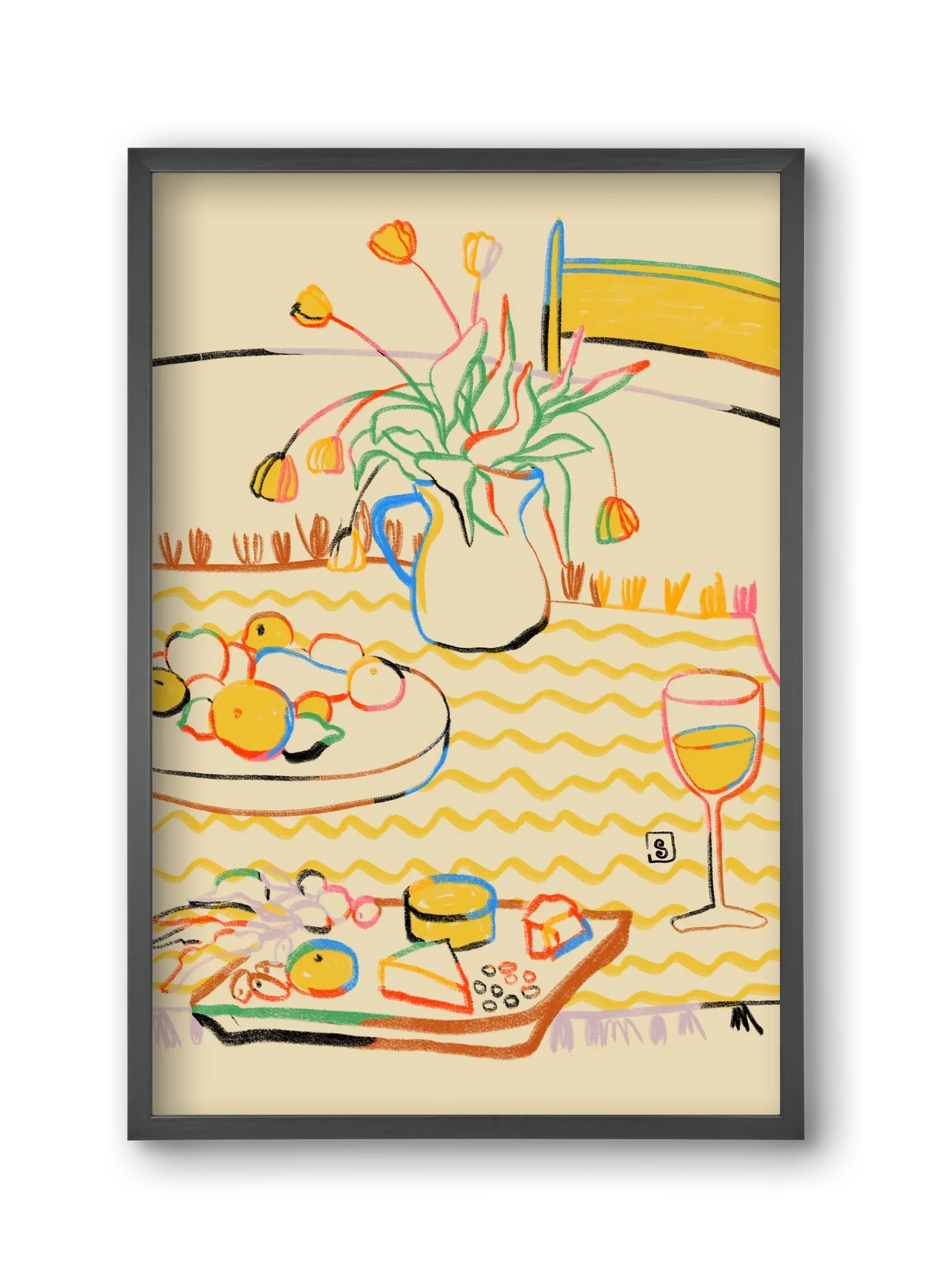 YELLOW TULIPS WINE AND CHEESE - artbridge