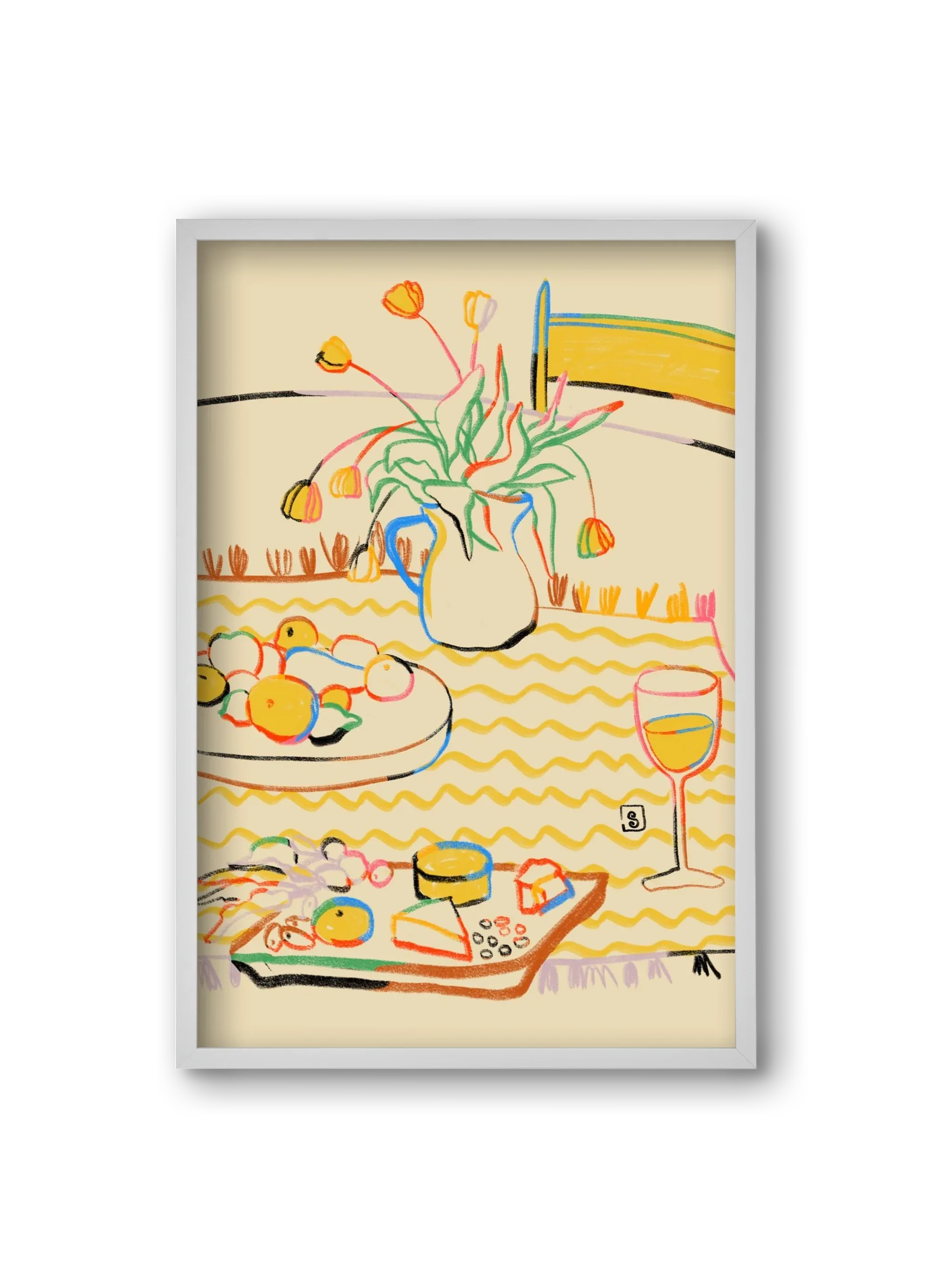 YELLOW TULIPS WINE AND CHEESE - artbridge