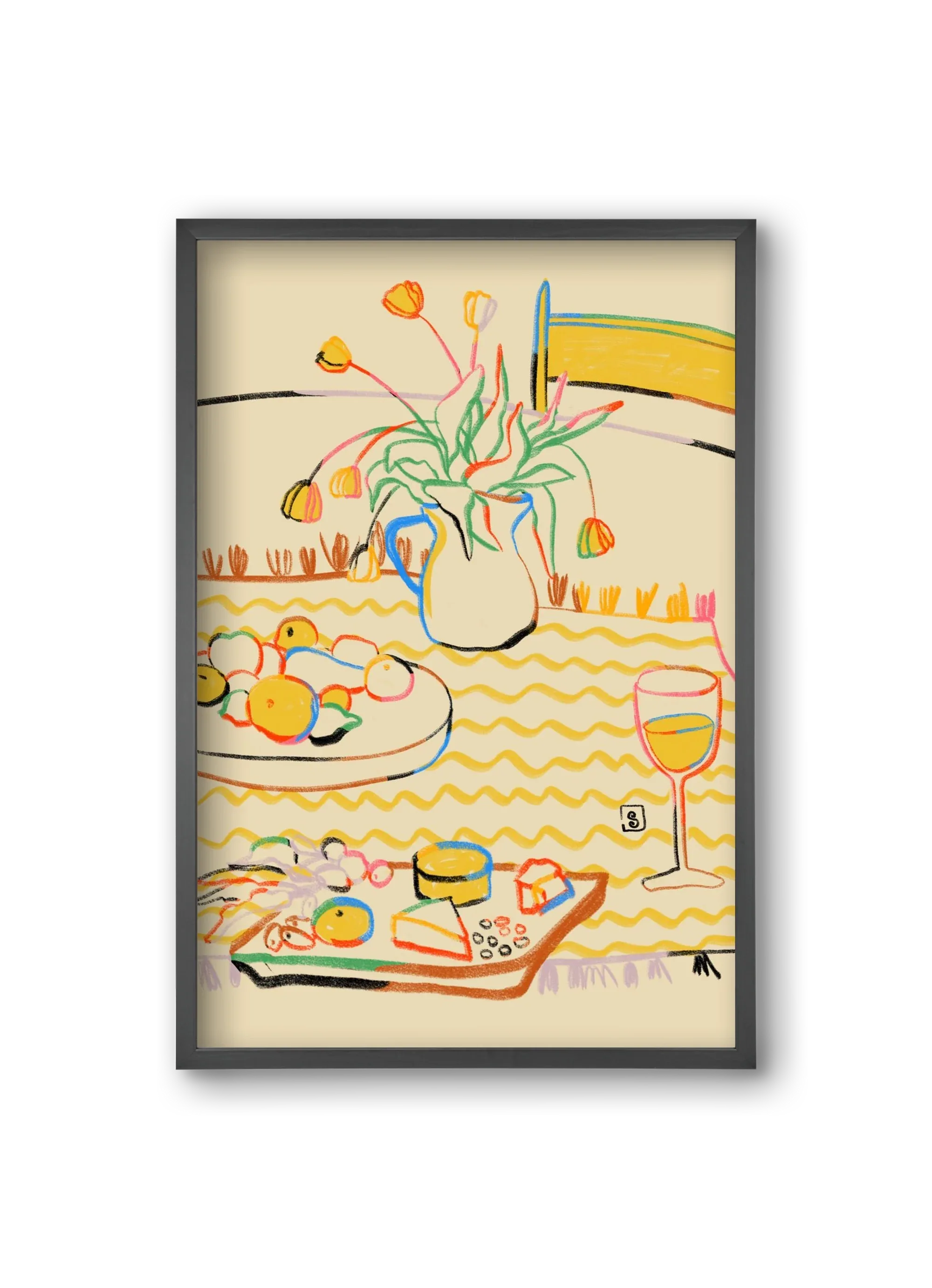YELLOW TULIPS WINE AND CHEESE - artbridge