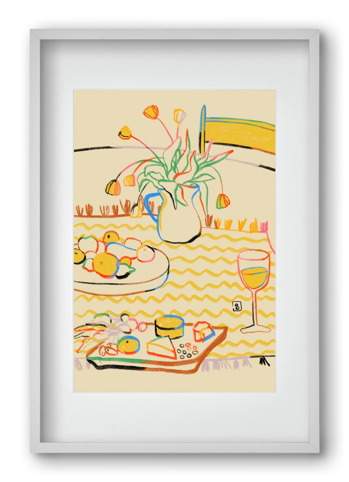 YELLOW TULIPS WINE AND CHEESE - artbridge