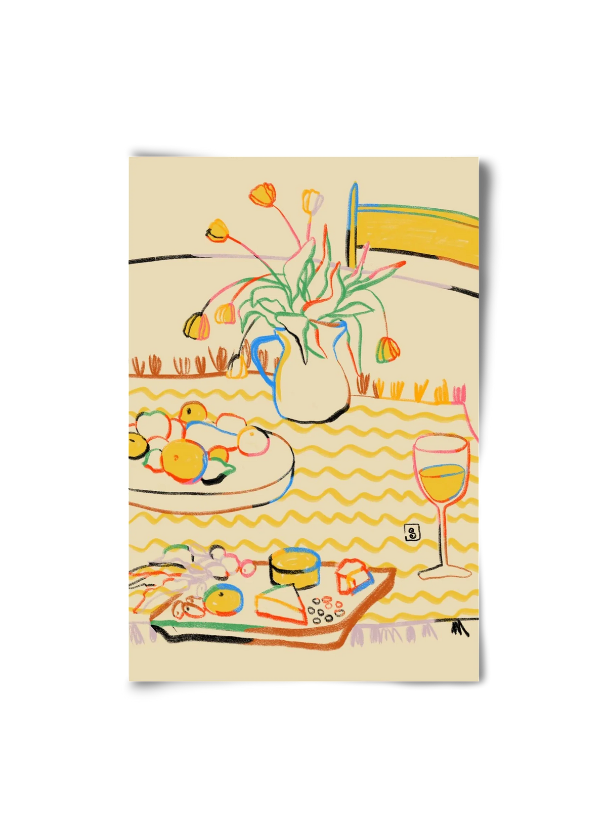 YELLOW TULIPS WINE AND CHEESE - artbridge