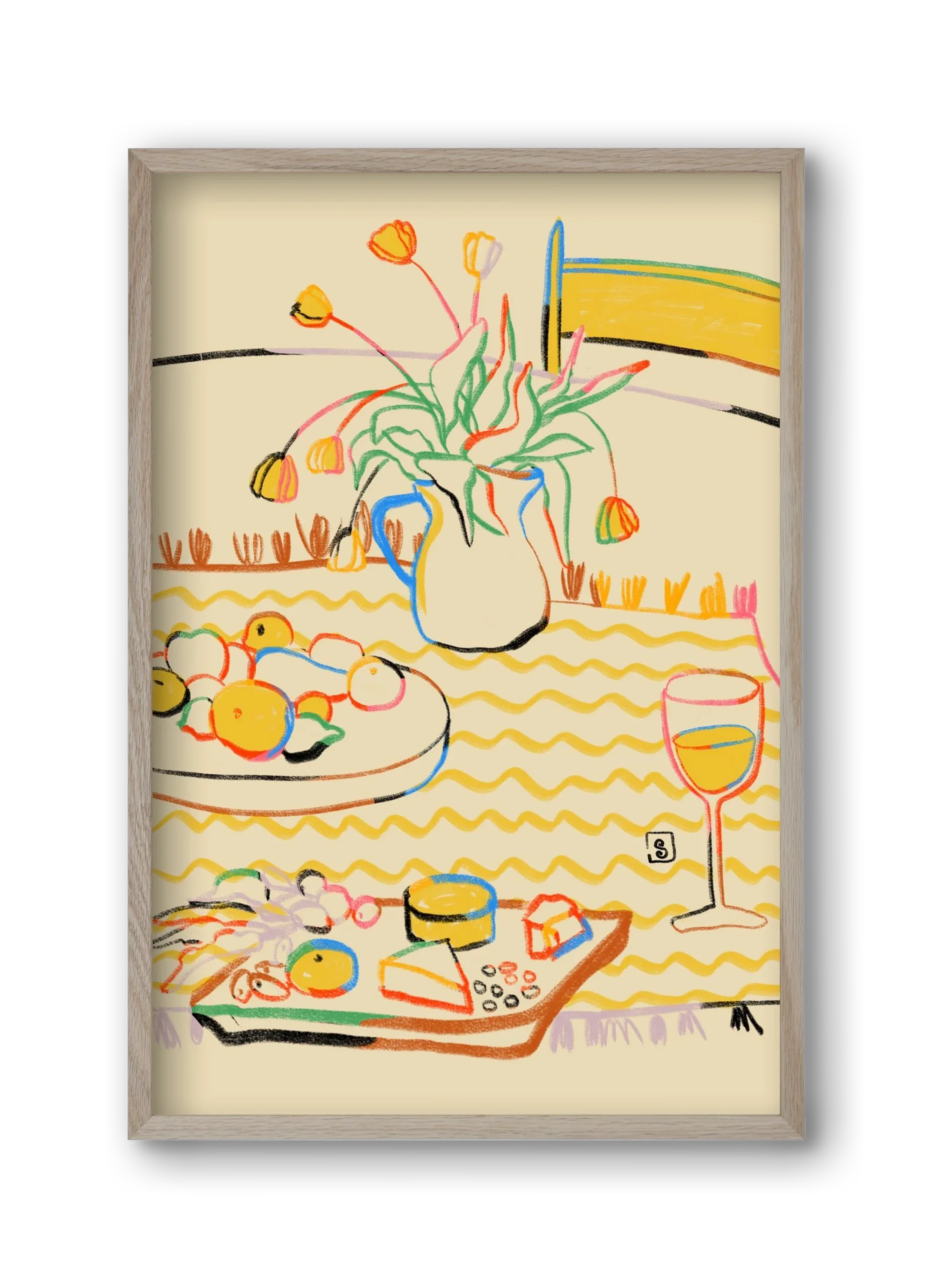 YELLOW TULIPS WINE AND CHEESE - artbridge
