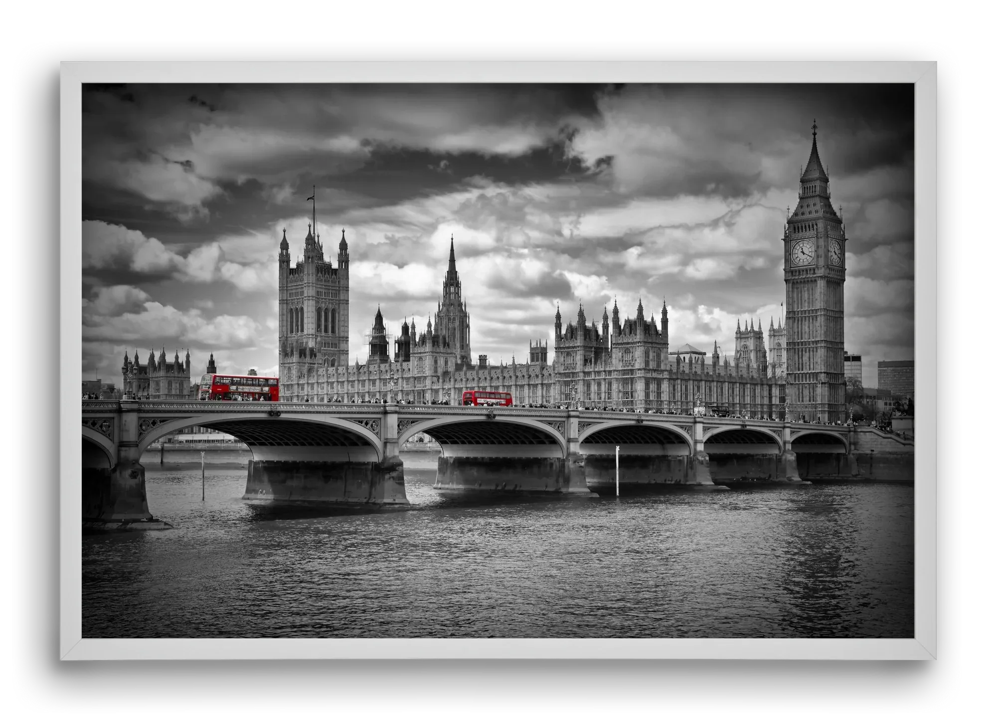LONDON Westminster Bridge and red buses - artbridge