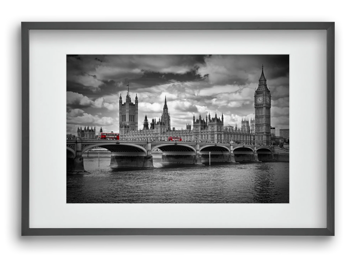 LONDON Westminster Bridge and red buses - artbridge