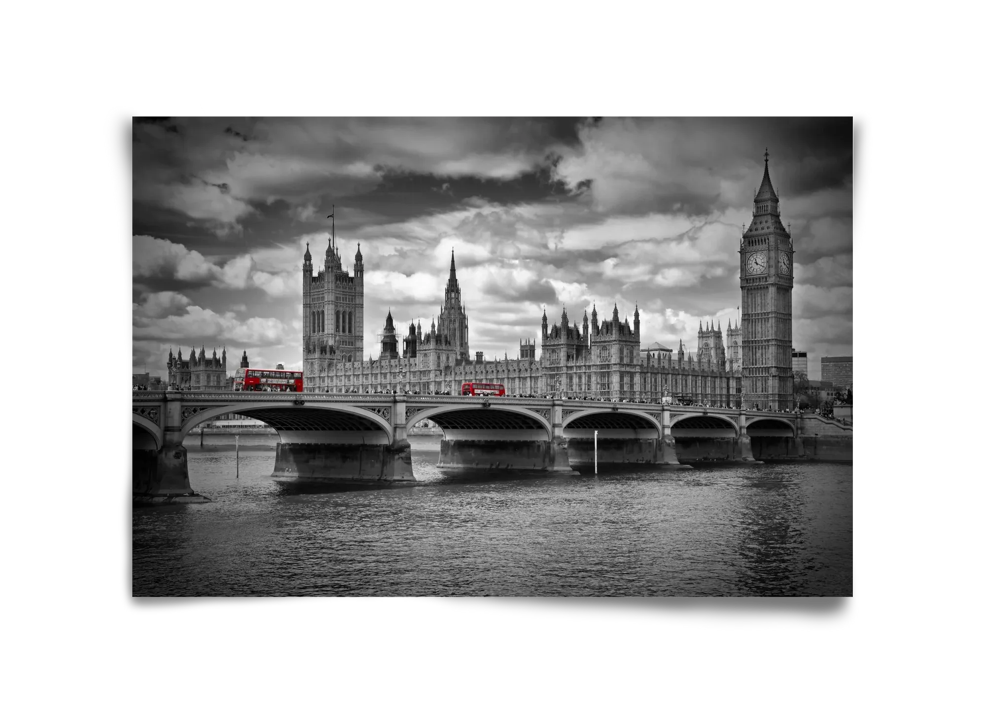 LONDON Westminster Bridge and red buses - artbridge