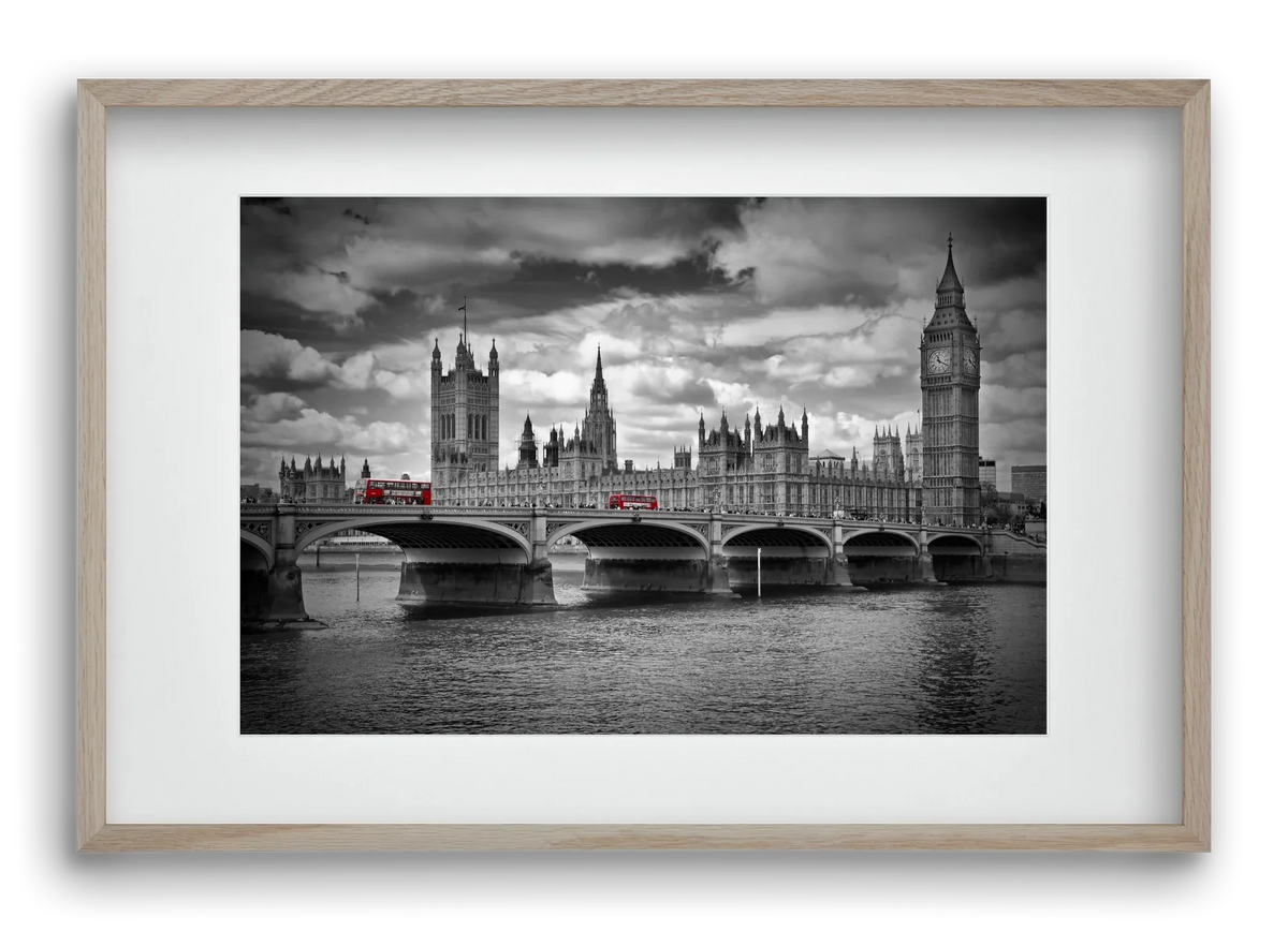 LONDON Westminster Bridge and red buses - artbridge