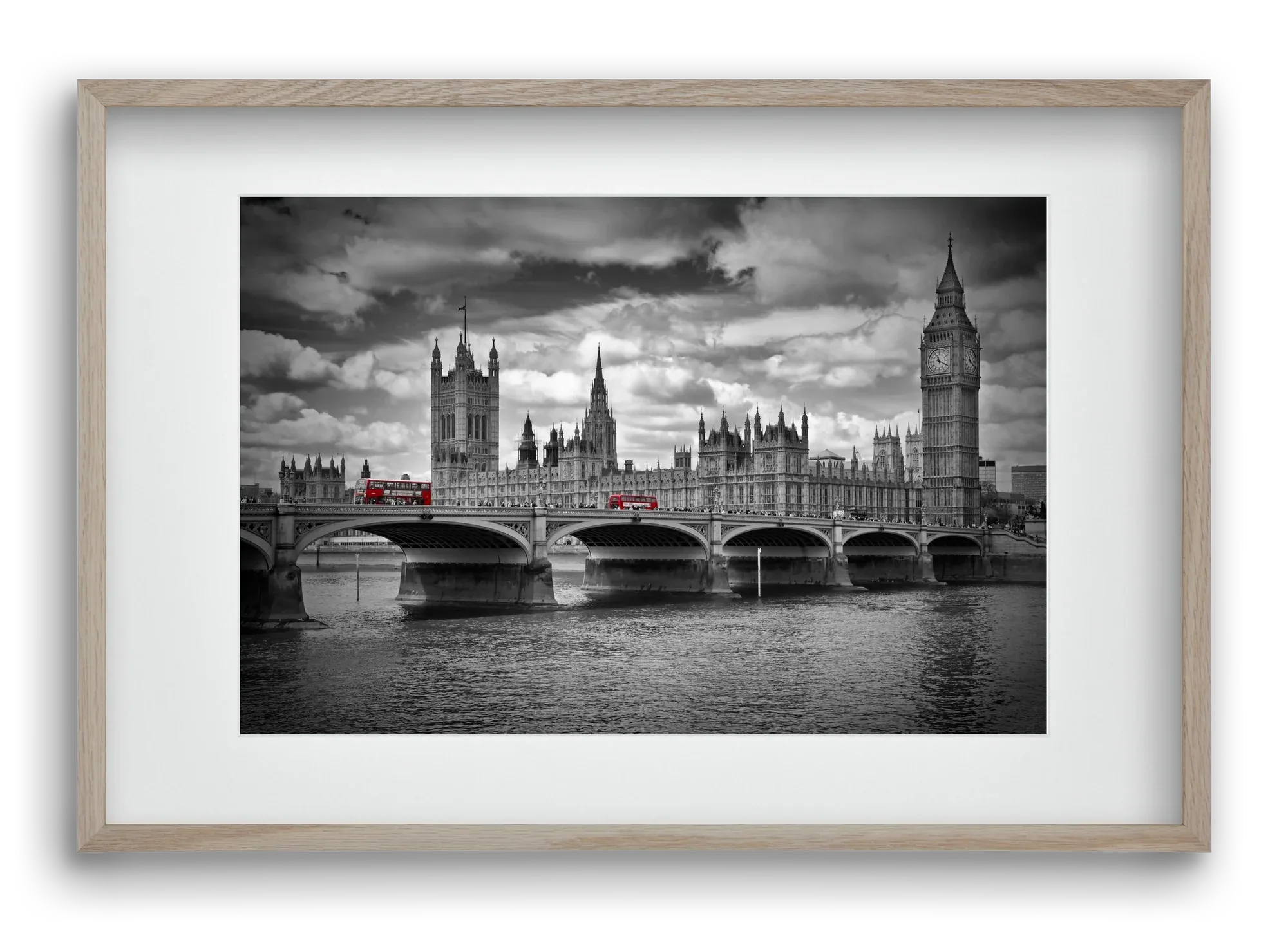 LONDON Westminster Bridge and red buses - artbridge