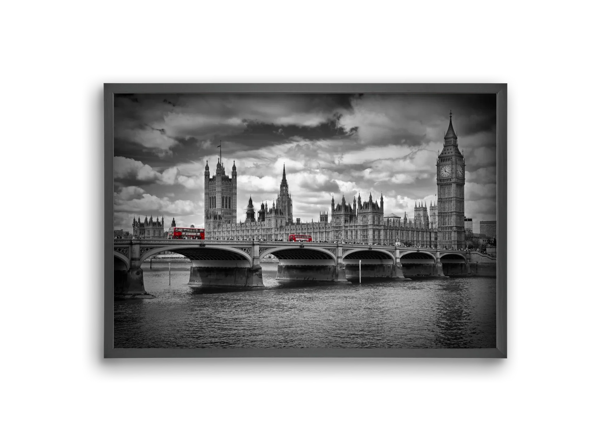 LONDON Westminster Bridge and red buses - artbridge
