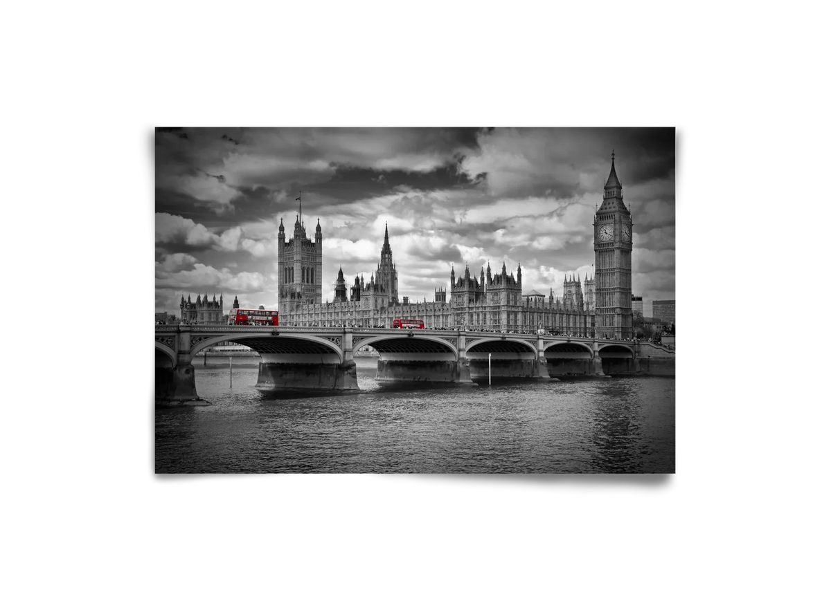 LONDON Westminster Bridge and red buses - artbridge