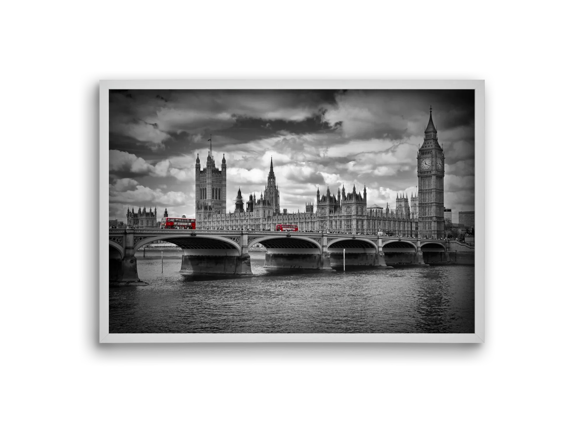 LONDON Westminster Bridge and red buses - artbridge